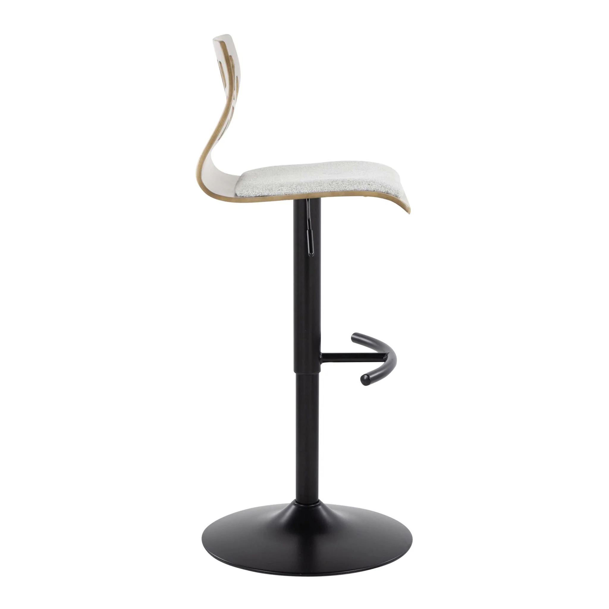 Folia - Contemporary Adjustable Barstool With Swivel With Rounded T Footrest (Set of 2) - Image 3