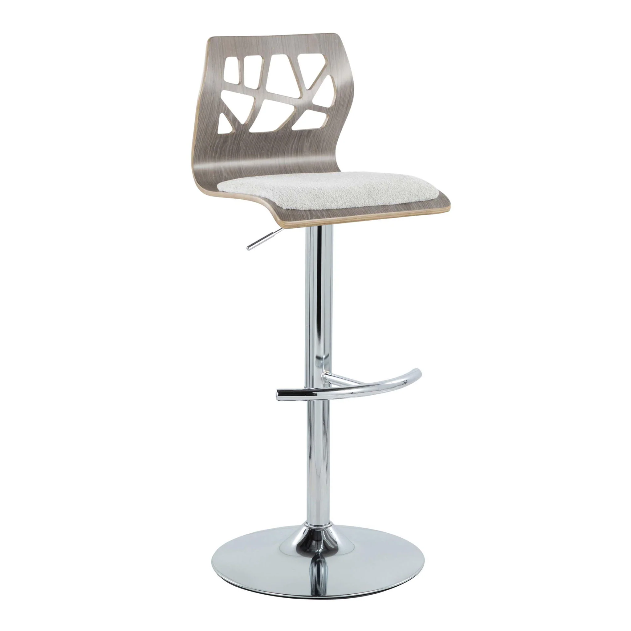 Folia - Contemporary Adjustable Barstool With Swivel With Rounded T Footrest (Set of 2) - Image 4