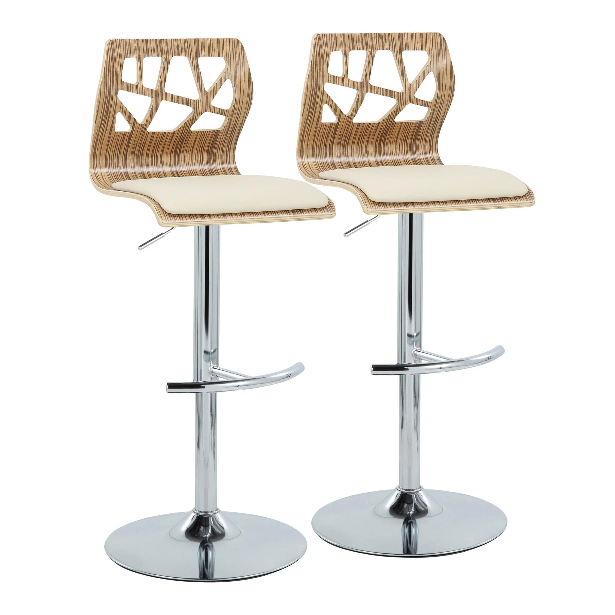 Folia - Mid Century Modern Adjustable Barstool With Swivel With Rounded T Footrest (Set of 2) - Image 2