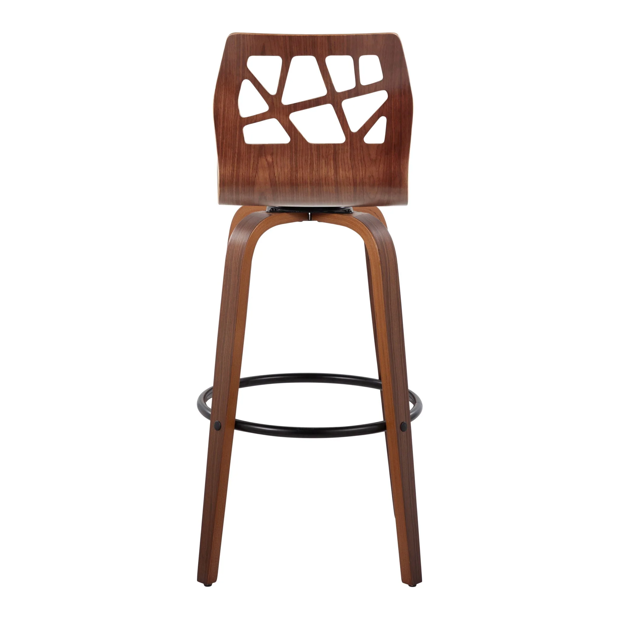 Folia - Mid Century Modern Fixed Height Barstool With Swivel With Round Footrest (Set of 2) - Image 3