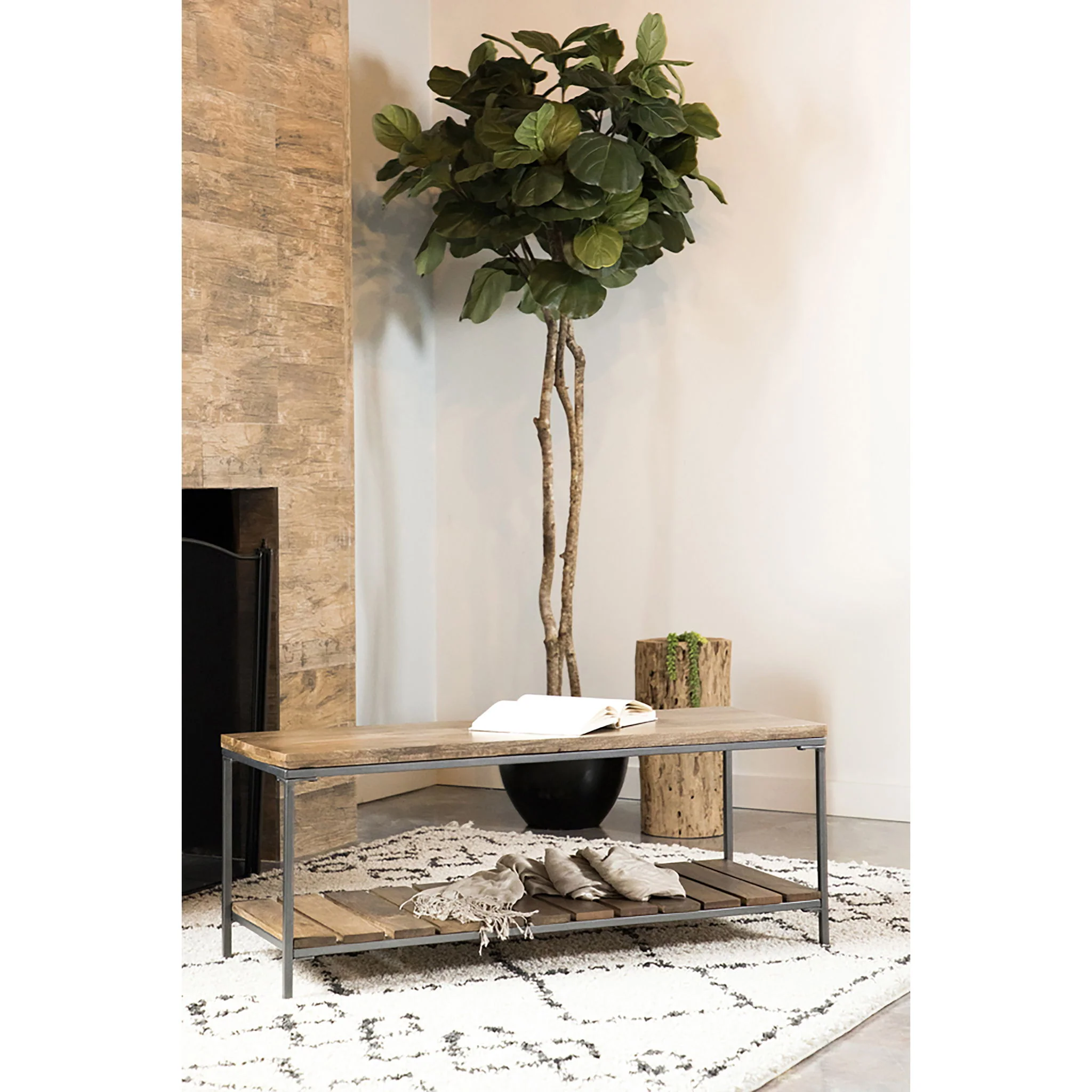 Foundry - Accent Bench With Slat Shelf - Natural - Image 6