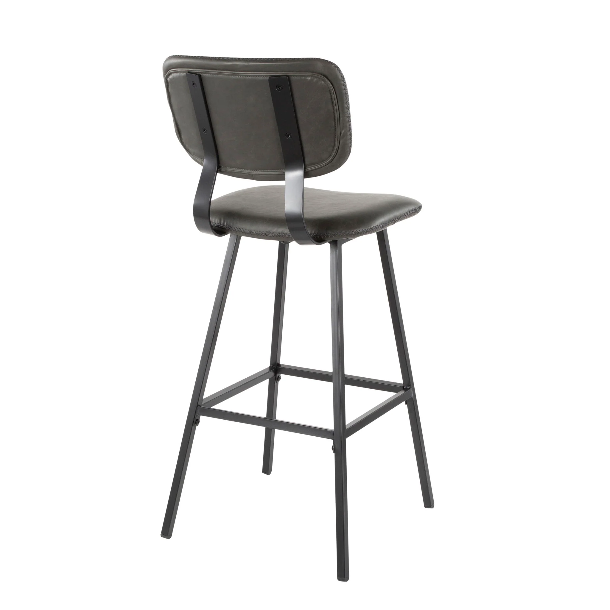 Foundry - Contemporary Barstool Zig Zag Stitching (Set of 2) - Black / Gray - Image 3