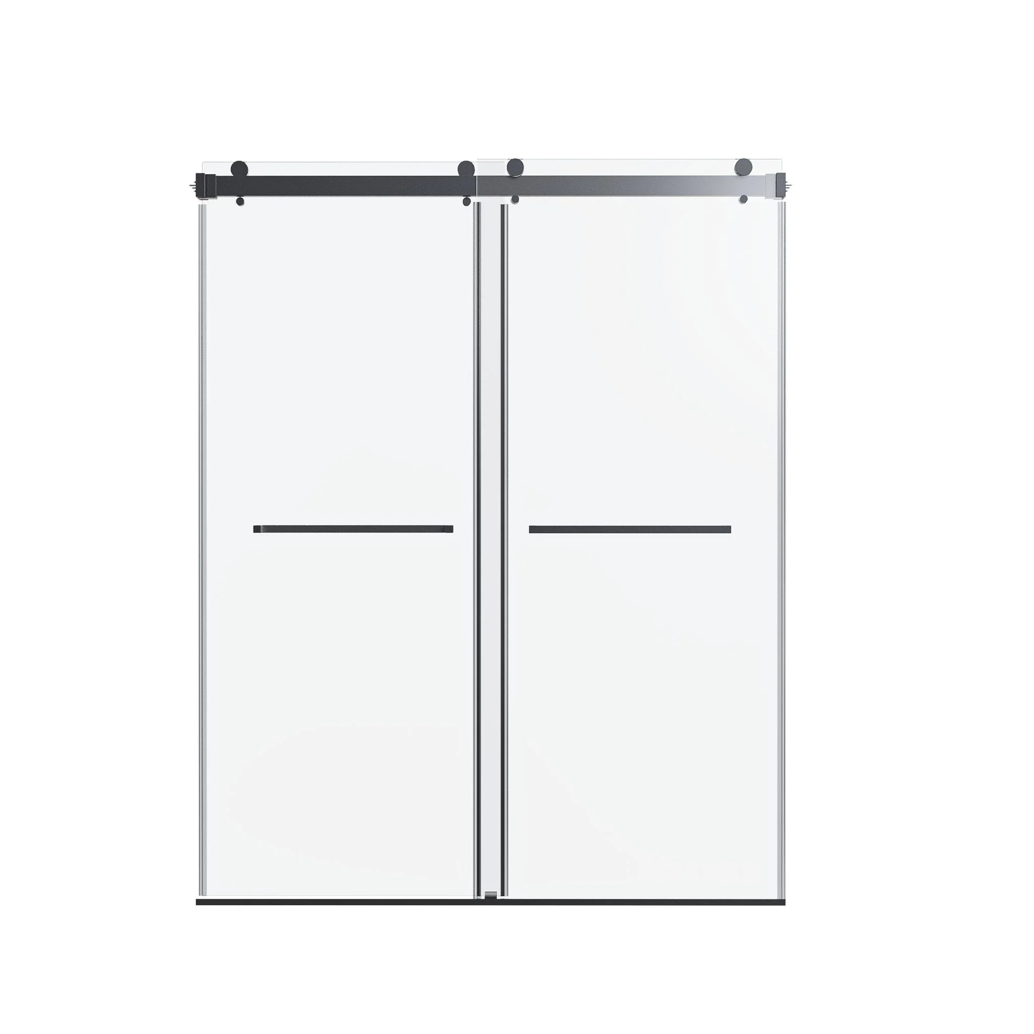 Frameless Double Sliding Shower Door In, Thick Tempered Glass, Reversible Installation - Image 2