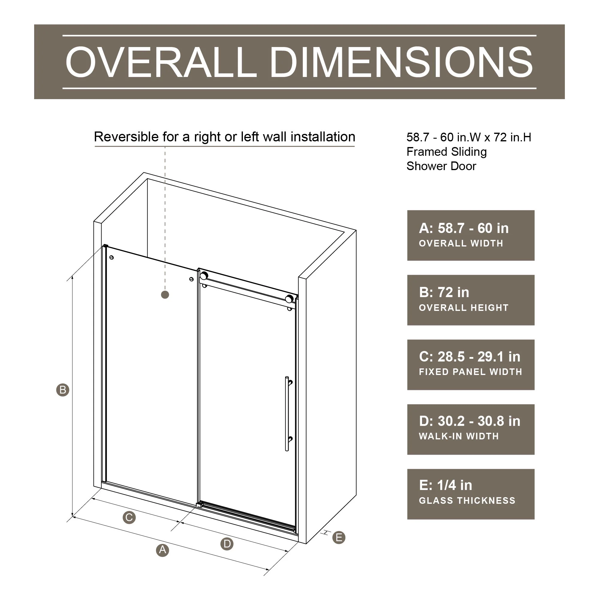 Frameless Shower Door Single Sliding, Clear Tempered Glass Shower Door With Zinc Roller Rail System, Stainless Steel Handle - Black - Image 6