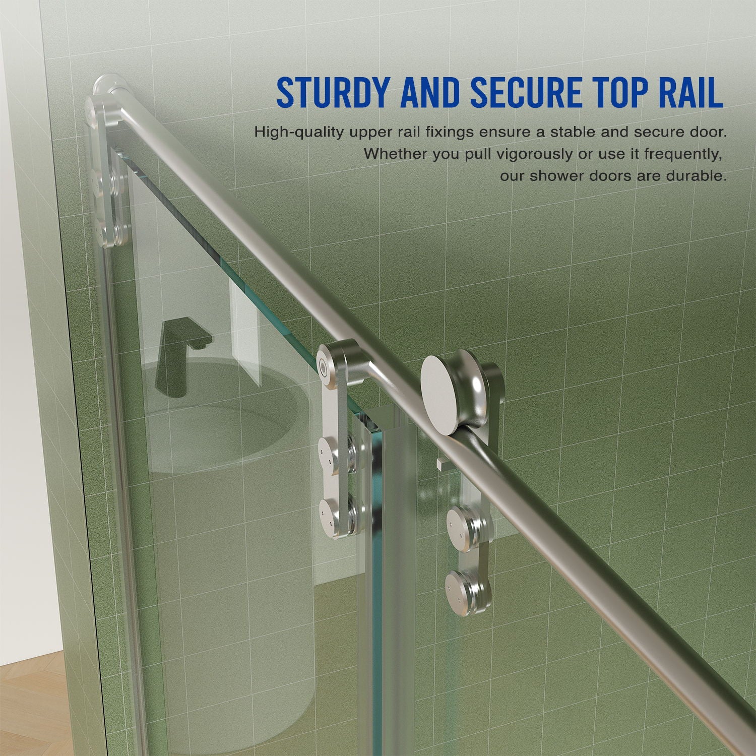 Frameless Shower Door, Sliding Shower Door, Premium 5 / 16" (8 Mm) Thick Tempered Glass Shower Enclosure With Towel Bar, Double Side Easy Clean Coat, Finished With Buffer - Image 6