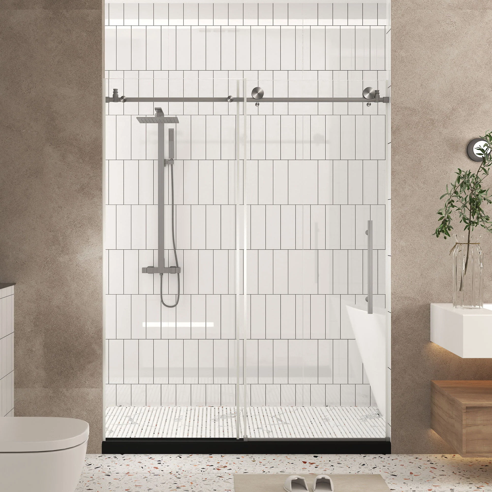 Frameless Shower Door, Smooth Sliding Tracks - Image 28
