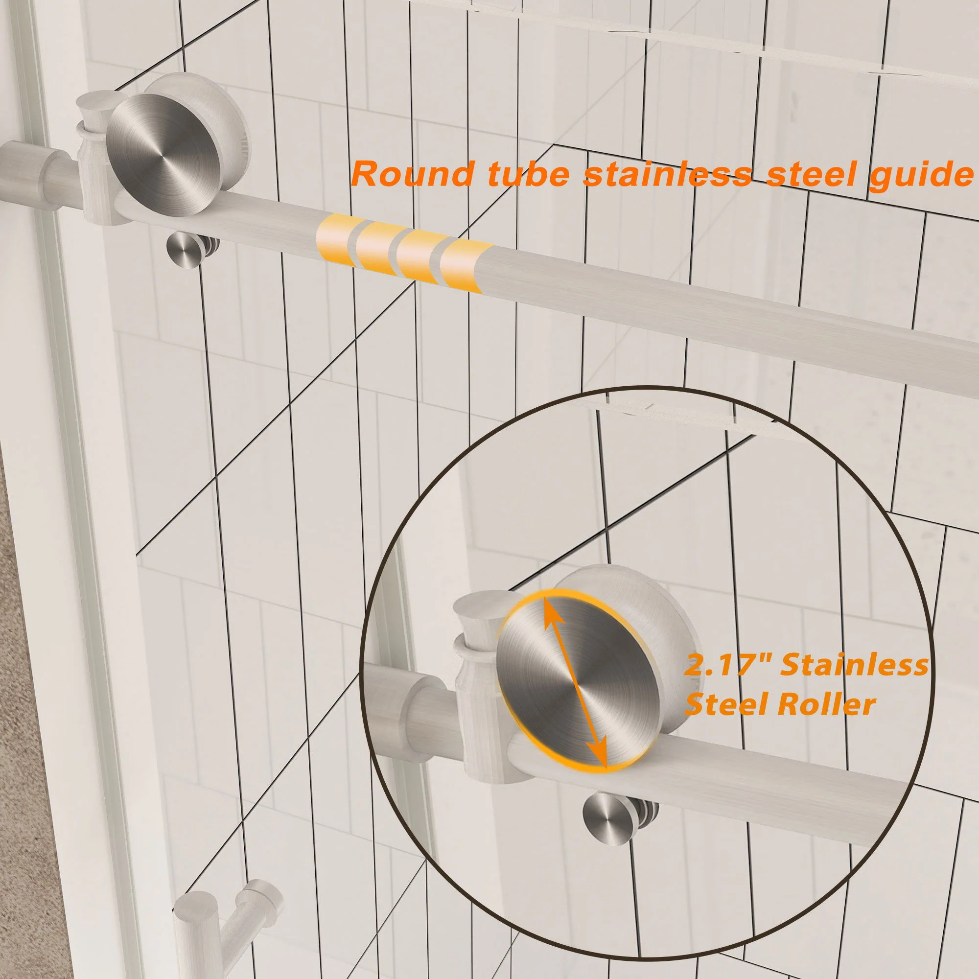 Frameless Shower Door, Smooth Sliding Tracks - Image 30
