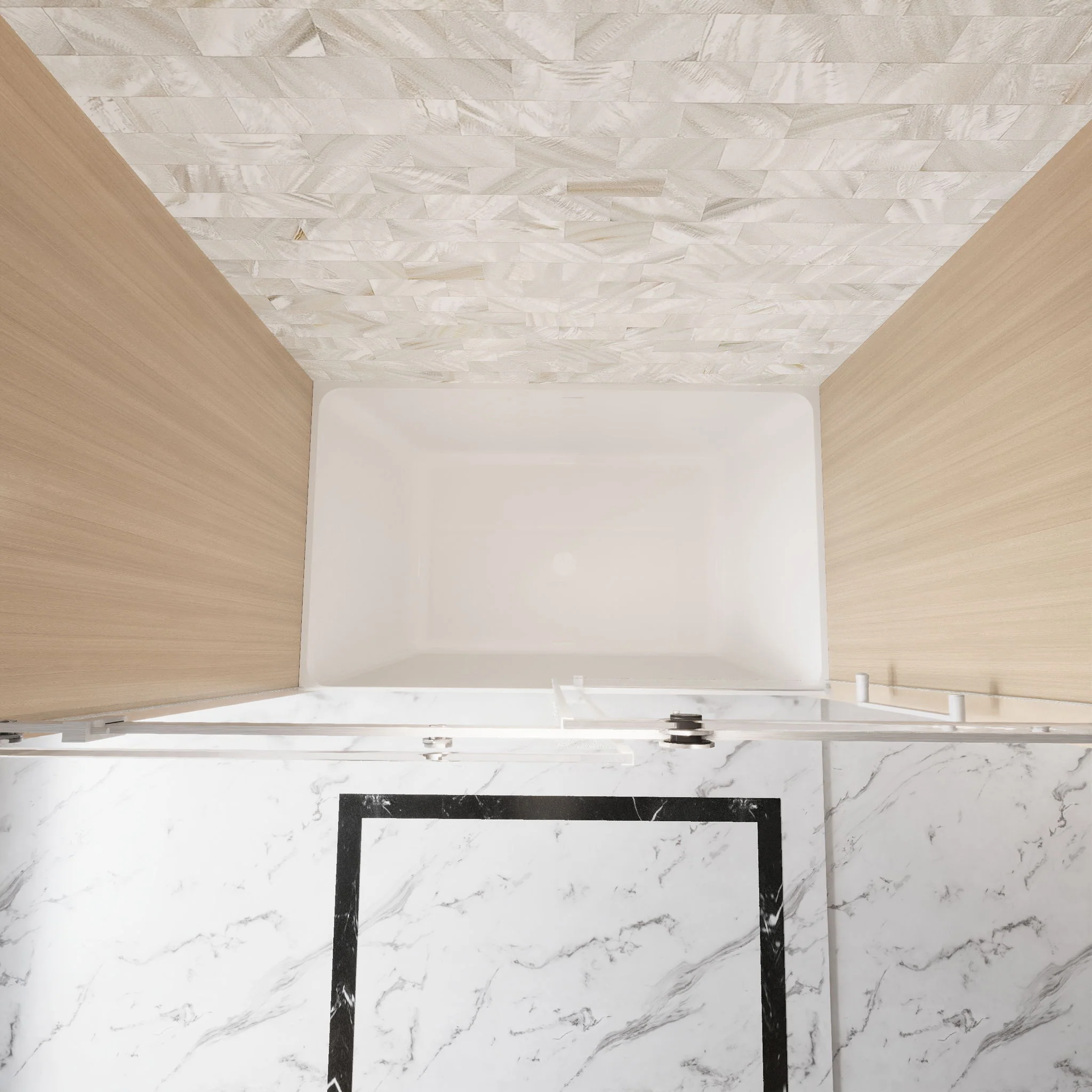 Frameless Single Sliding Shower Door & Handle And Square Tube Track - Image 4