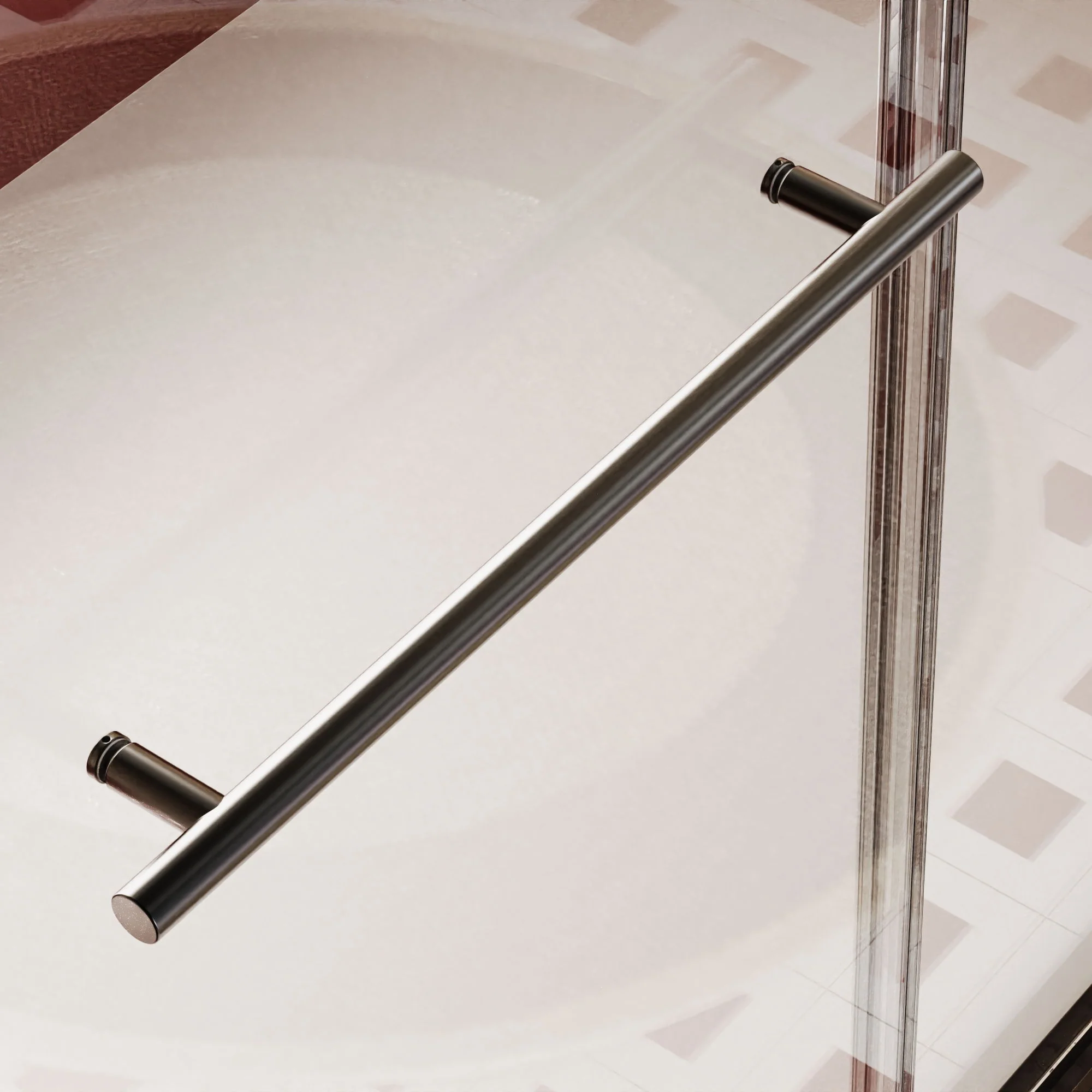 Frameless Single Sliding Shower Doors With Towel Rail & Handle - Image 77