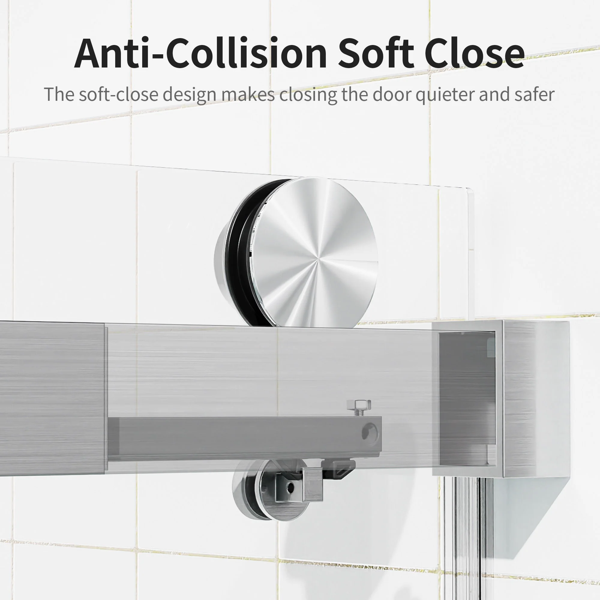 Frameless Single Sliding Soft Close Shower Doors, 3 / 8" Tempered Glass Reversible Installatio - Image 29