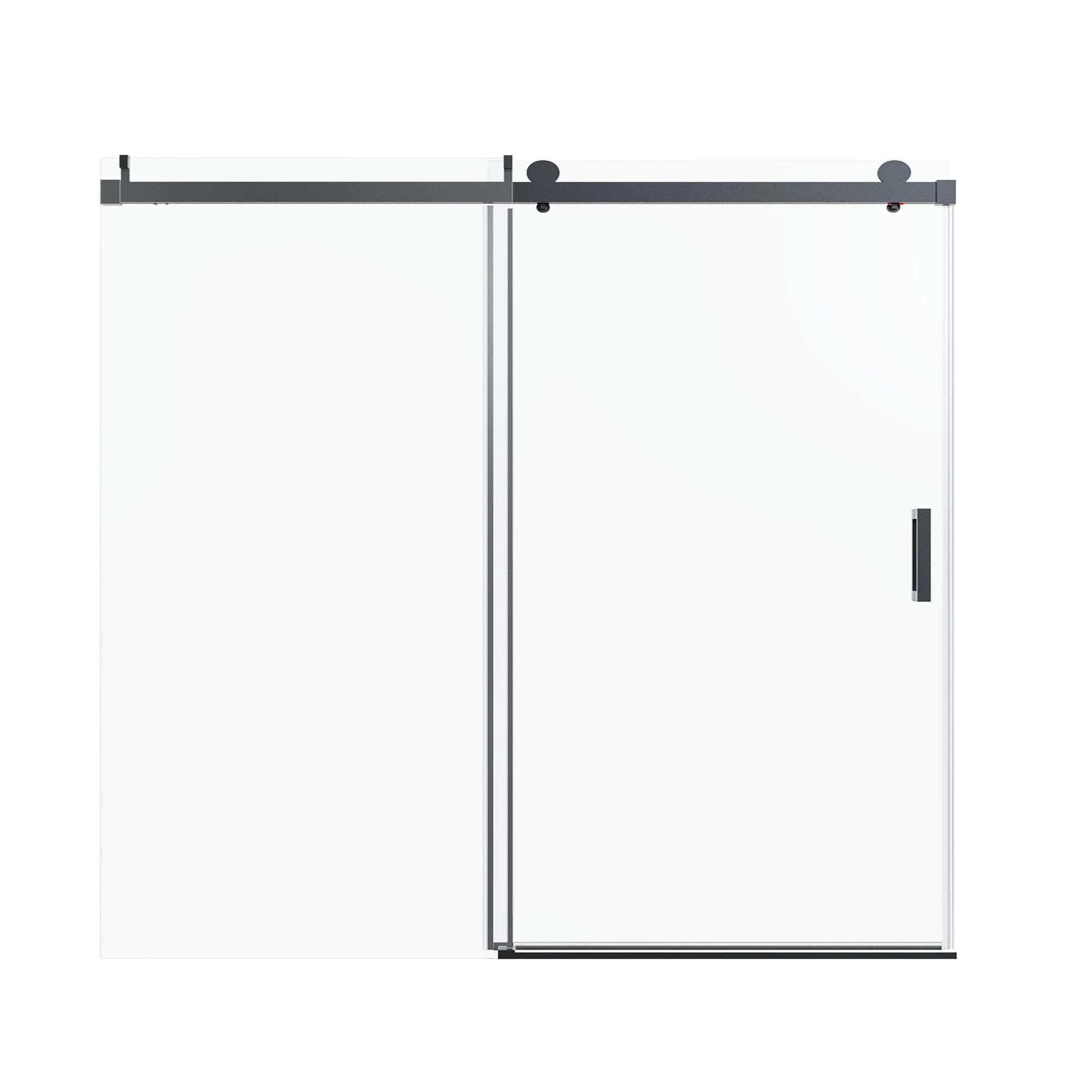 Frameless Single Sliding Soft Close Shower Doors, 3 / 8" Tempered Glass Reversible Installatio - Image 4