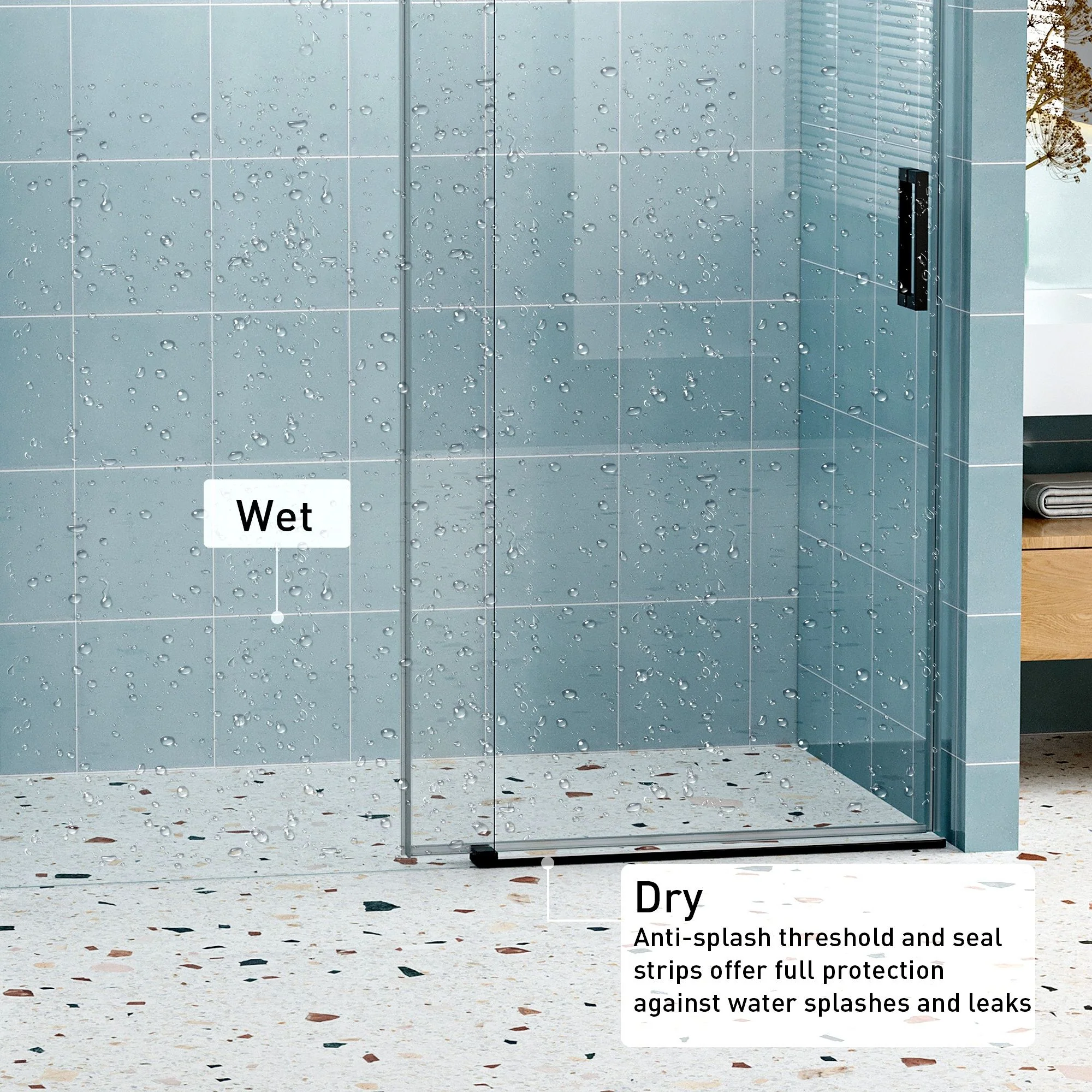 Frameless Soft-Closing Shower Door, 1/4" (6 Mm) Tempered Glass Single Sliding With Explosion Proof Coating - Image 23