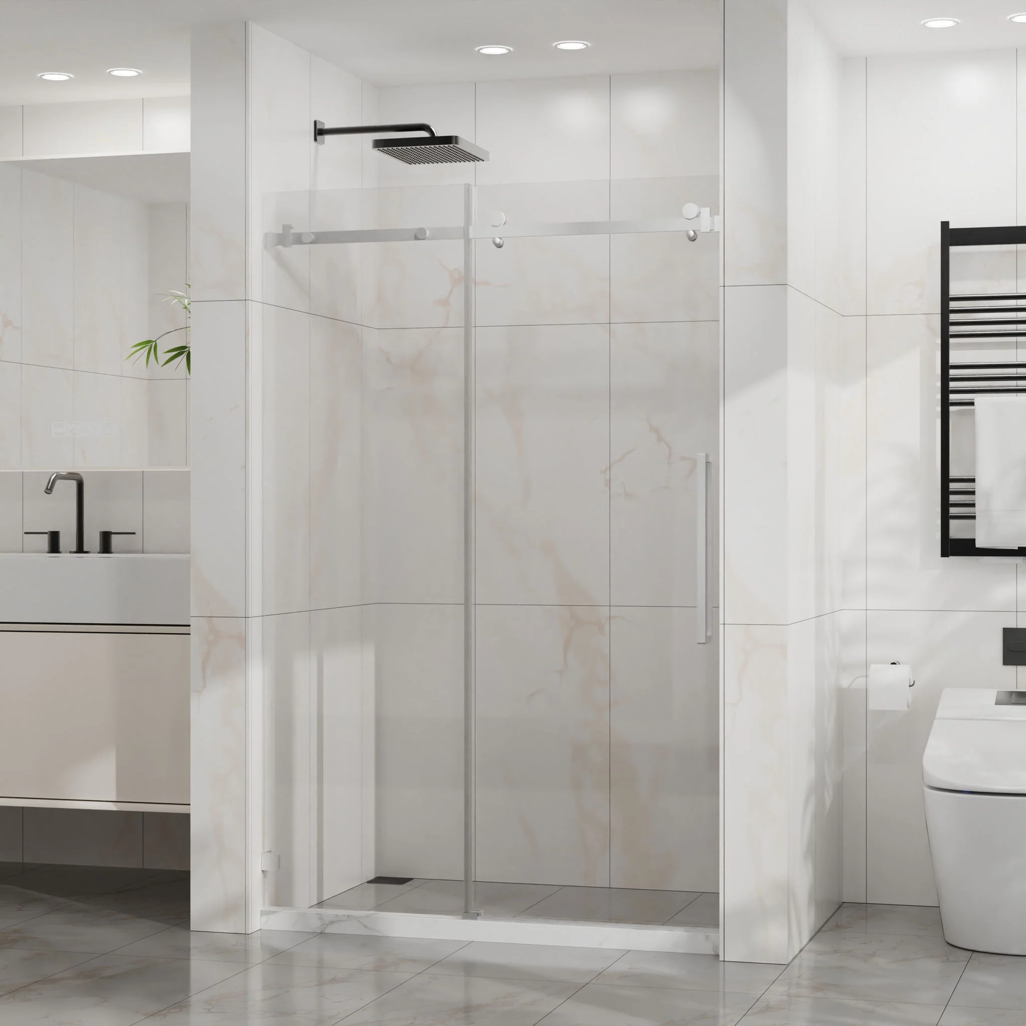 Frameless Tub Sliding Shower Door With Easy Clean Coating - Image 15