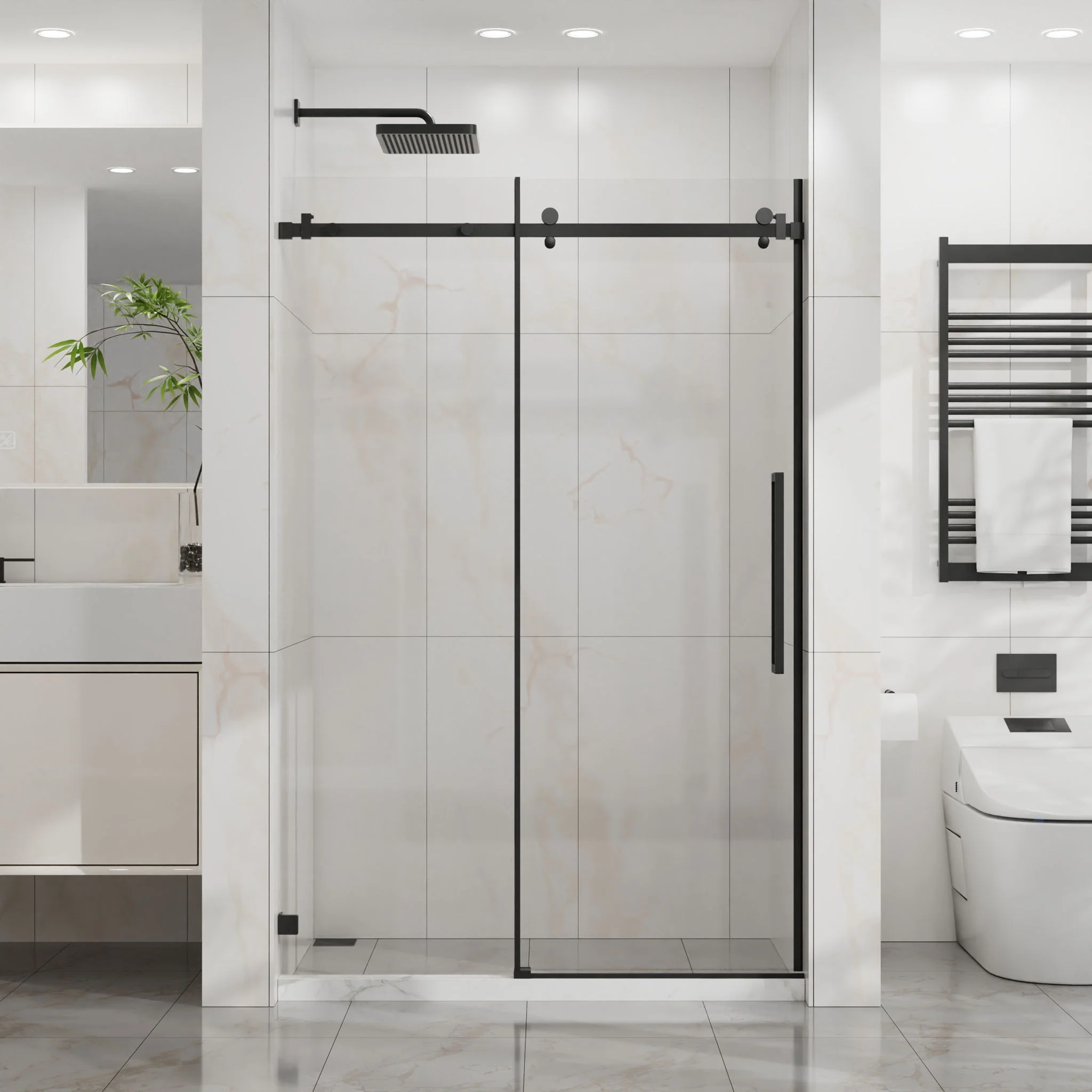 Frameless Tub Sliding Shower Door With Easy Clean Coating - Image 24