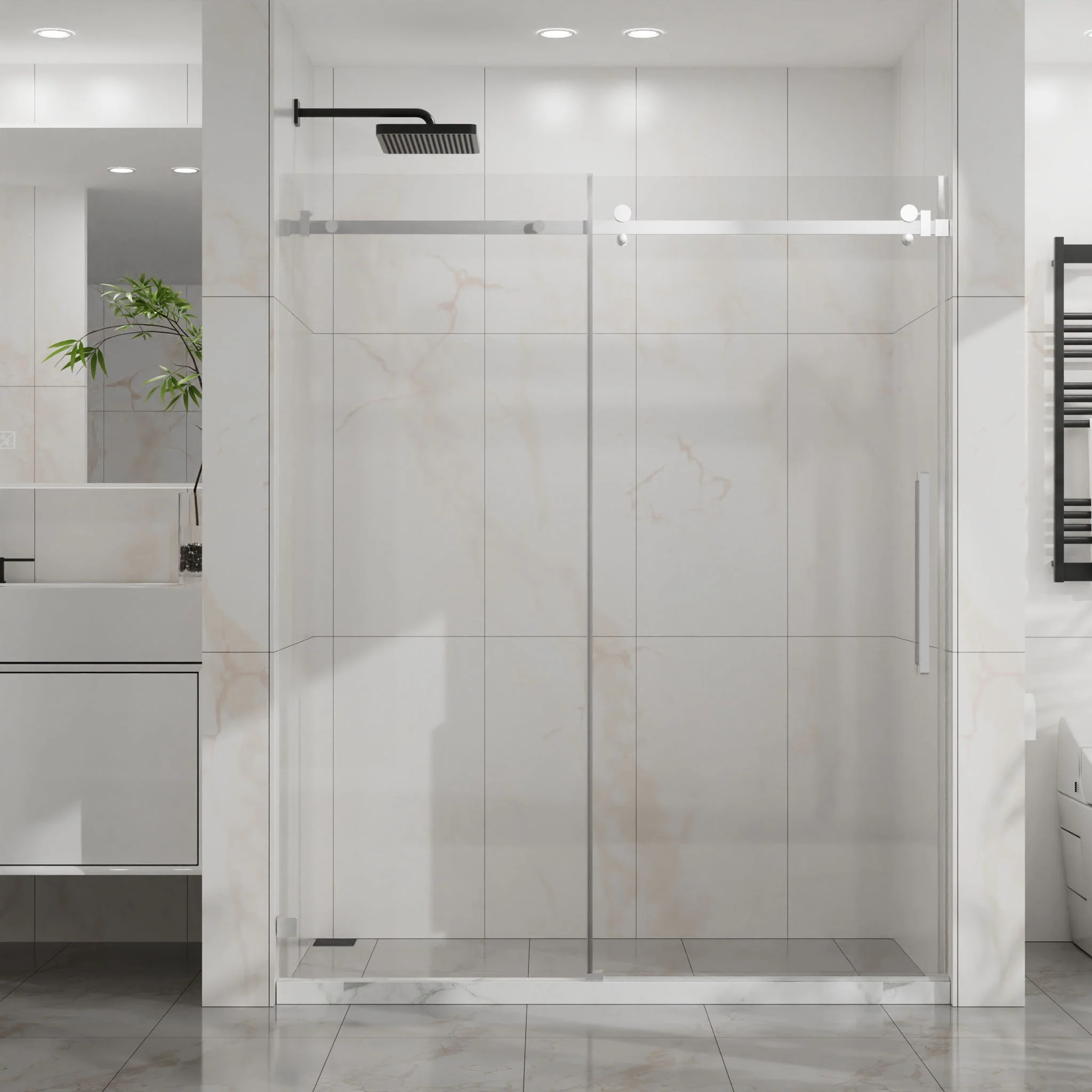 Frameless Tub Sliding Shower Door With Easy Clean Coating - Image 31