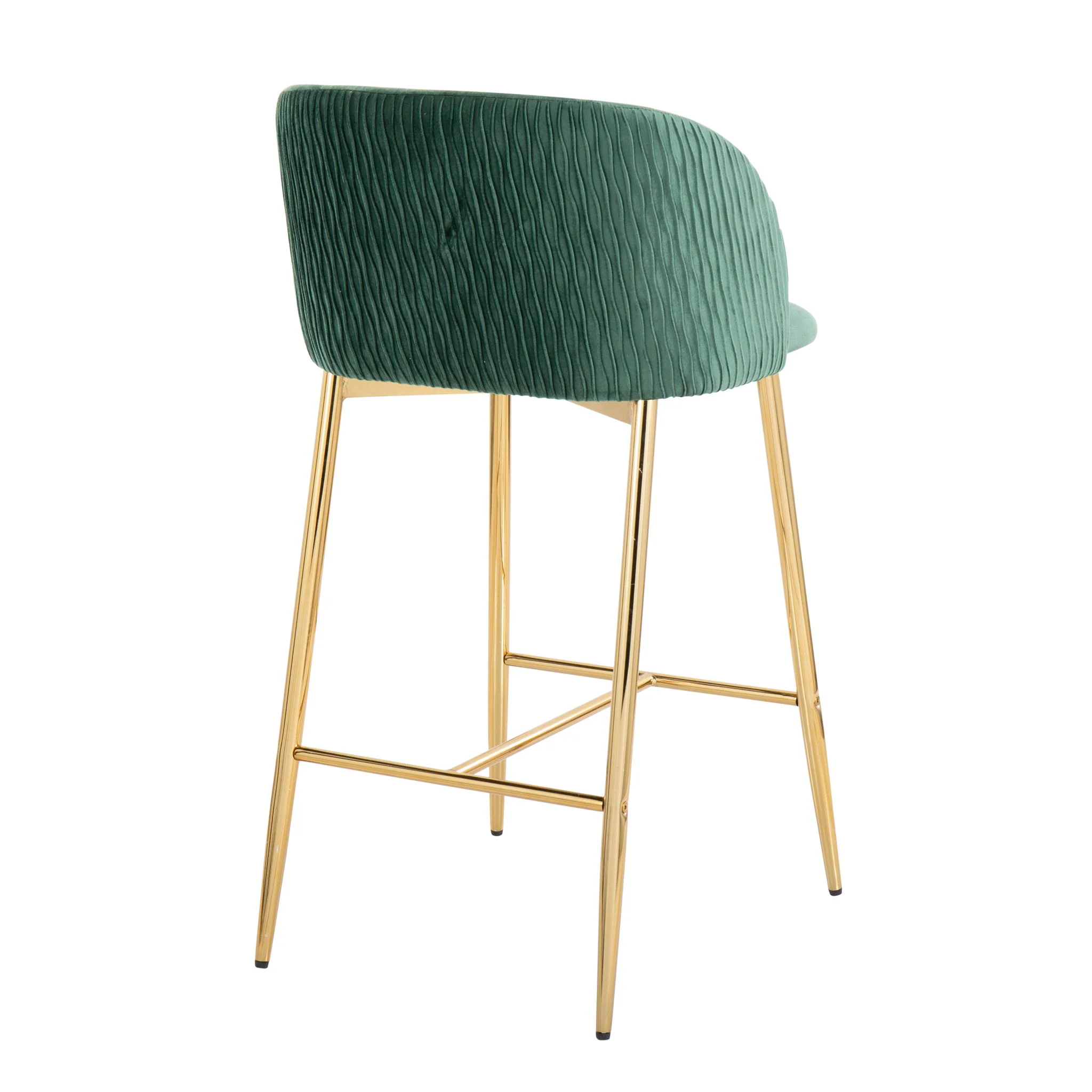 Fran - Pleated Waves Contemporary / Glam Fixed Height Counter Stool (Set of 2) - Image 6
