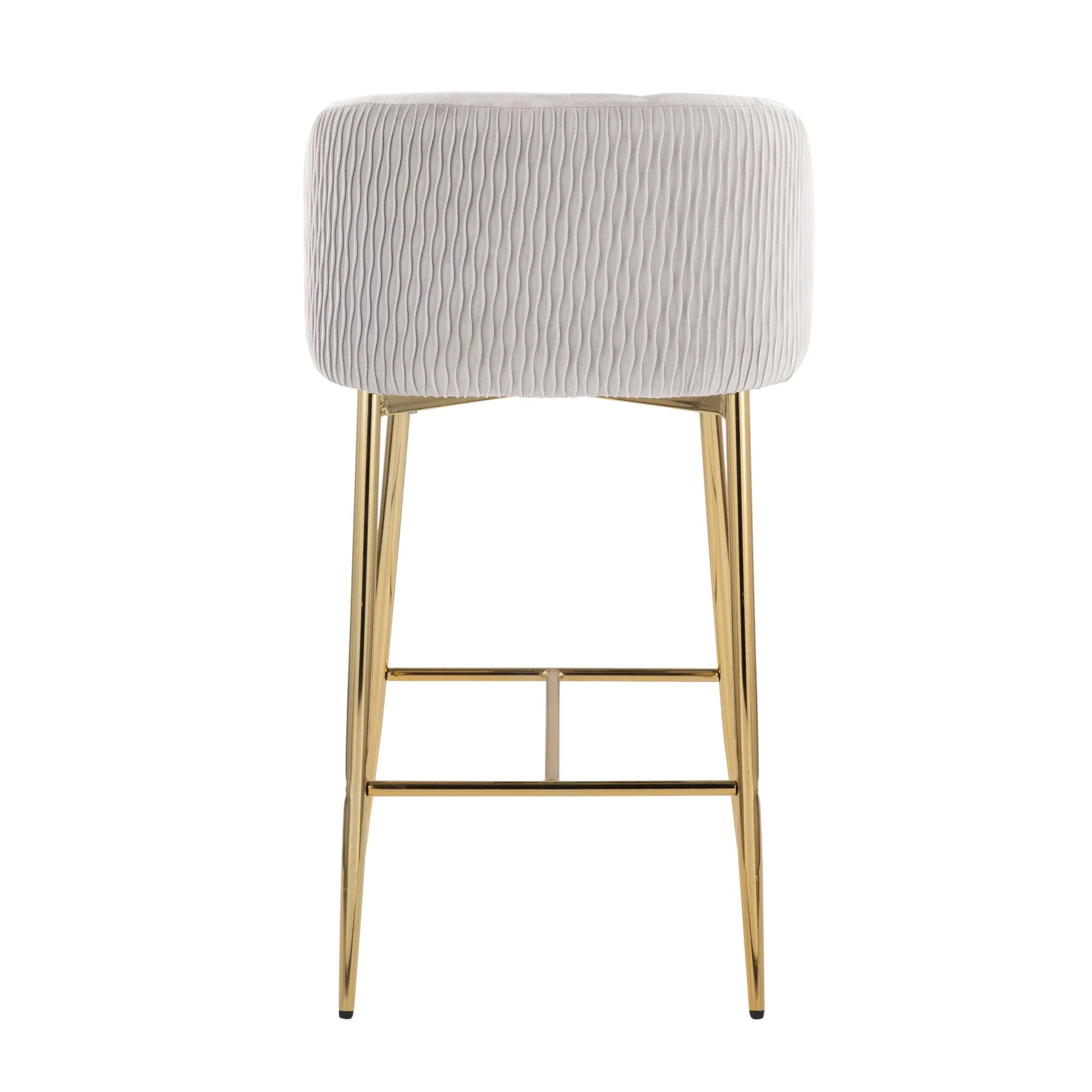 Fran - Pleated Waves Contemporary / Glam Fixed Height Counter Stool (Set of 2) - Image 9