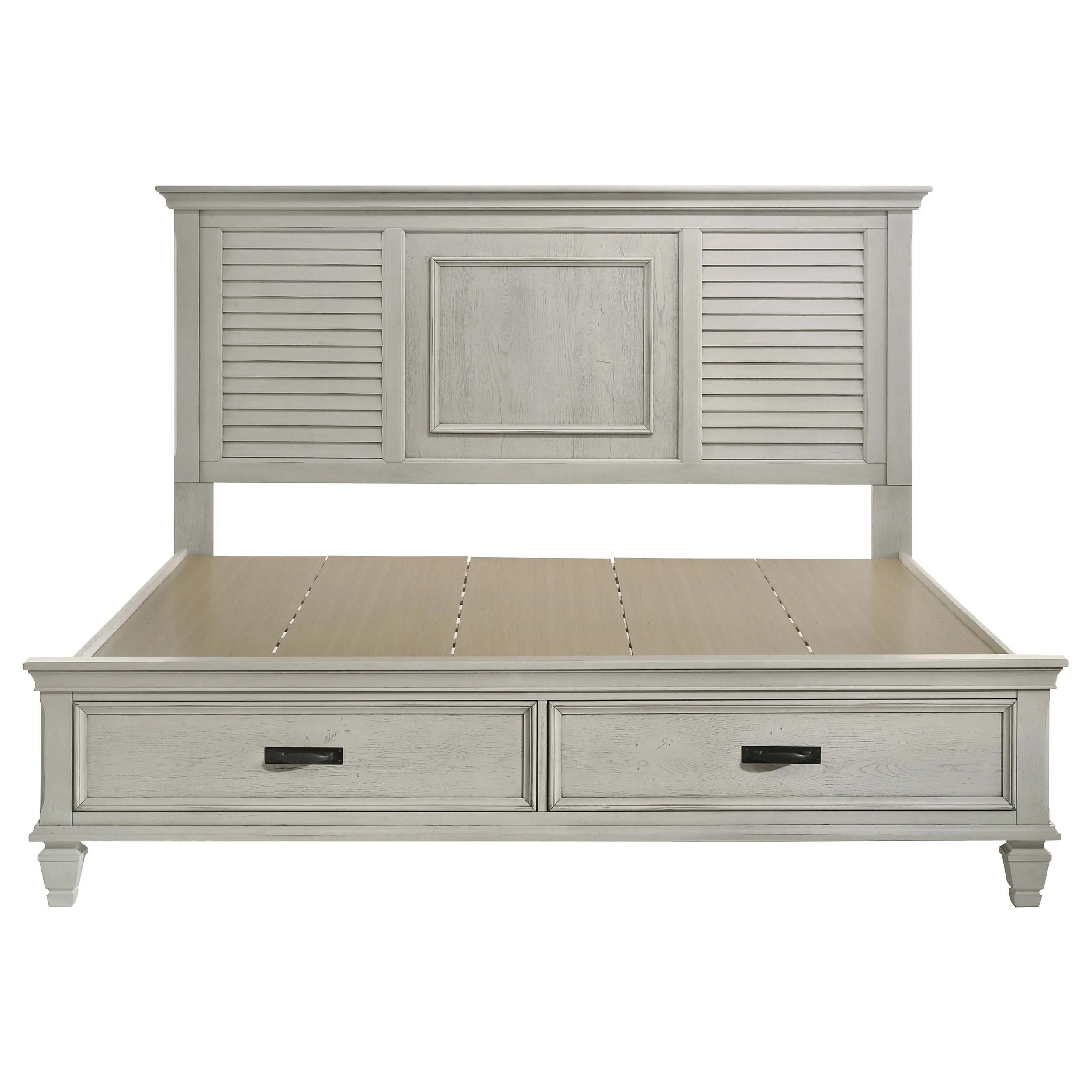 Franco Wood Eastern King Storage Panel Bed Distressed White - Image 4