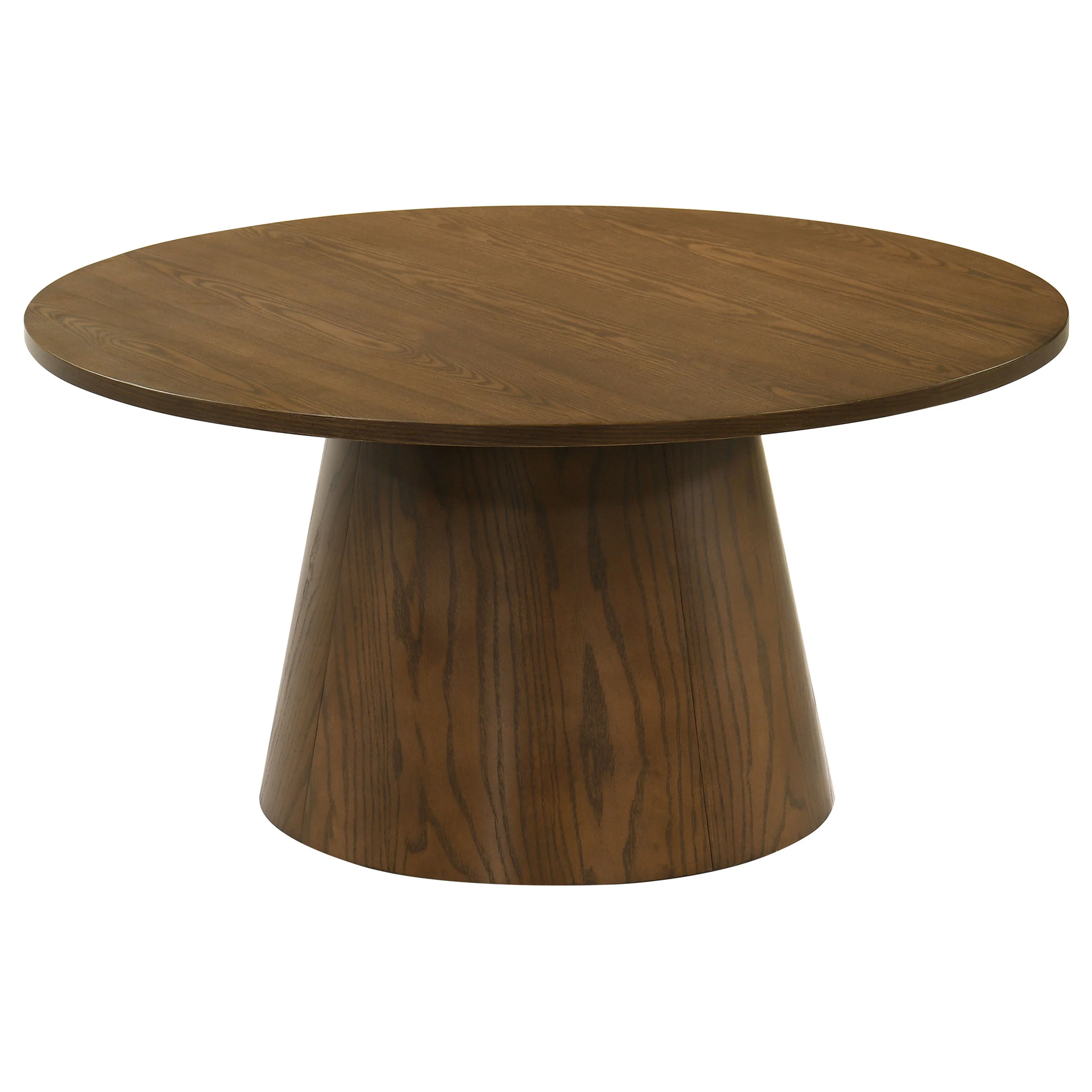Franklin 2-Piece Round Pedestal Coffee Table Set Dark Brown - Image 2