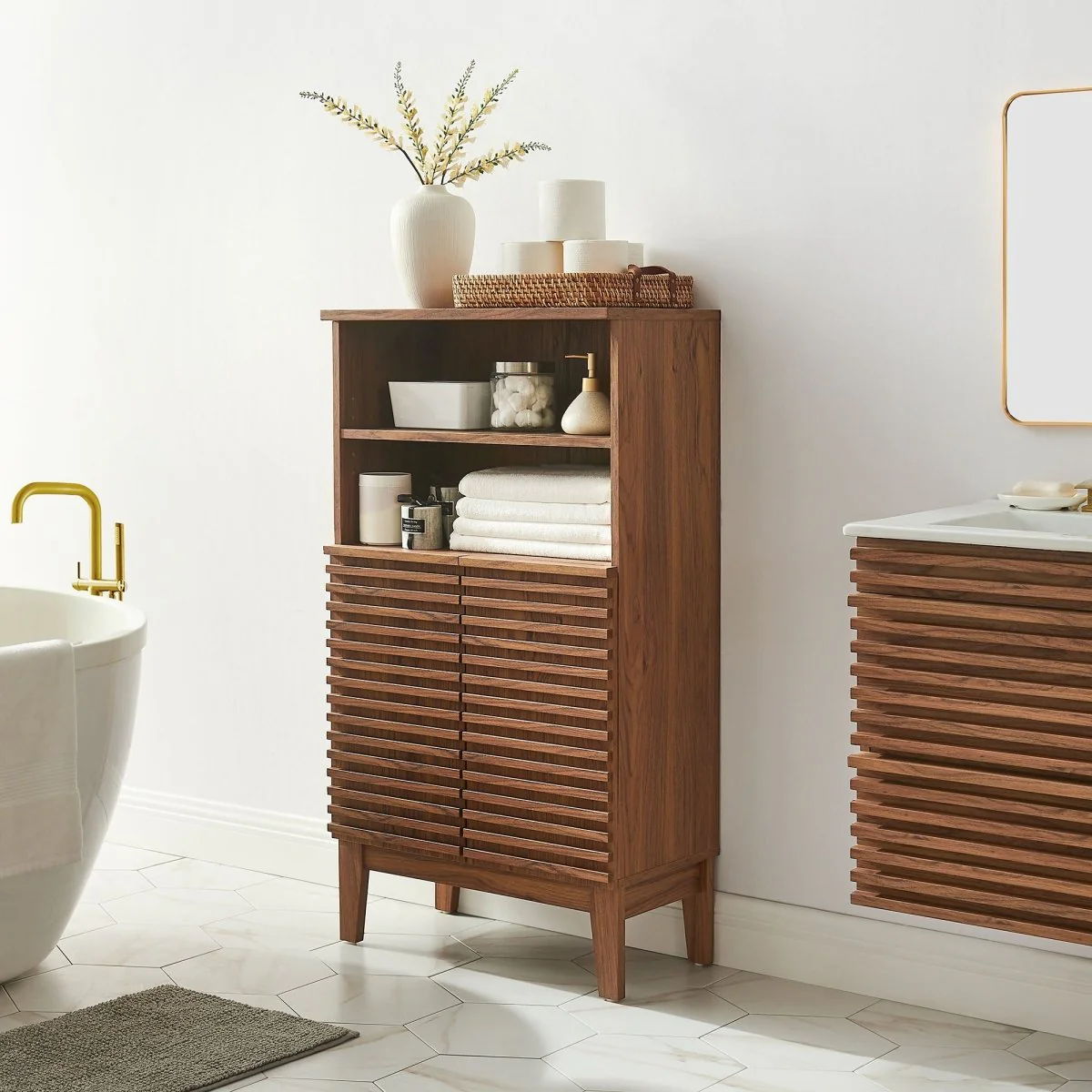 Freestanding Bathroom Storage Cabinet with Shelves and Doors for Organized Bathrooms - Image 9