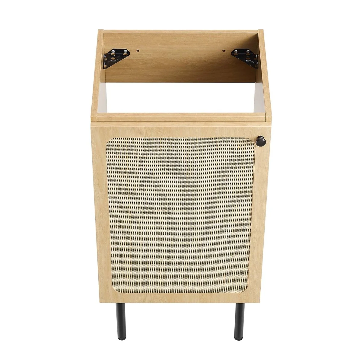 Freestanding Bathroom Vanity Cabinet with Rattan Weave Doors and Storage - Image 11