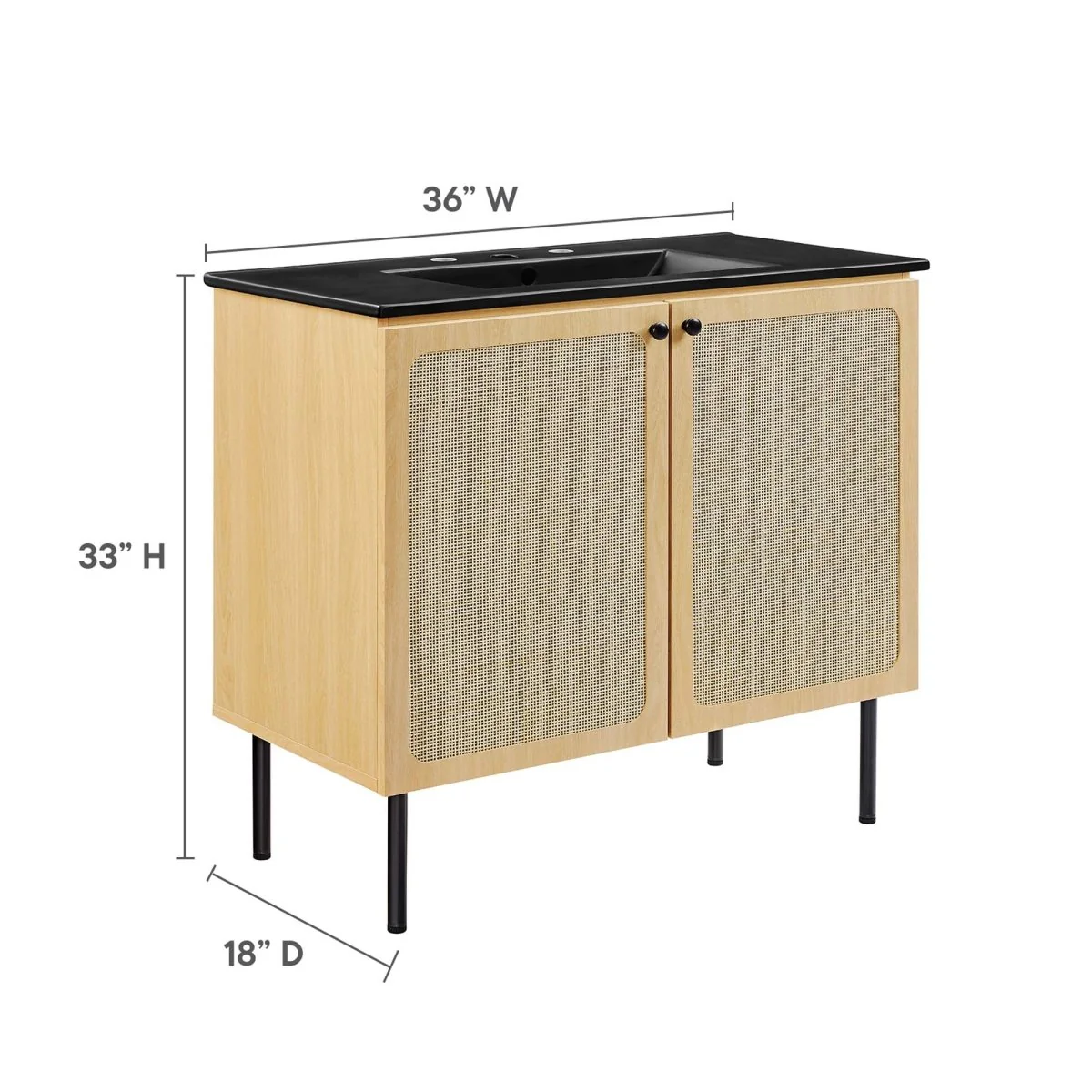 Freestanding Bathroom Vanity Cabinet with Rattan Weave Doors and Storage - Image 162