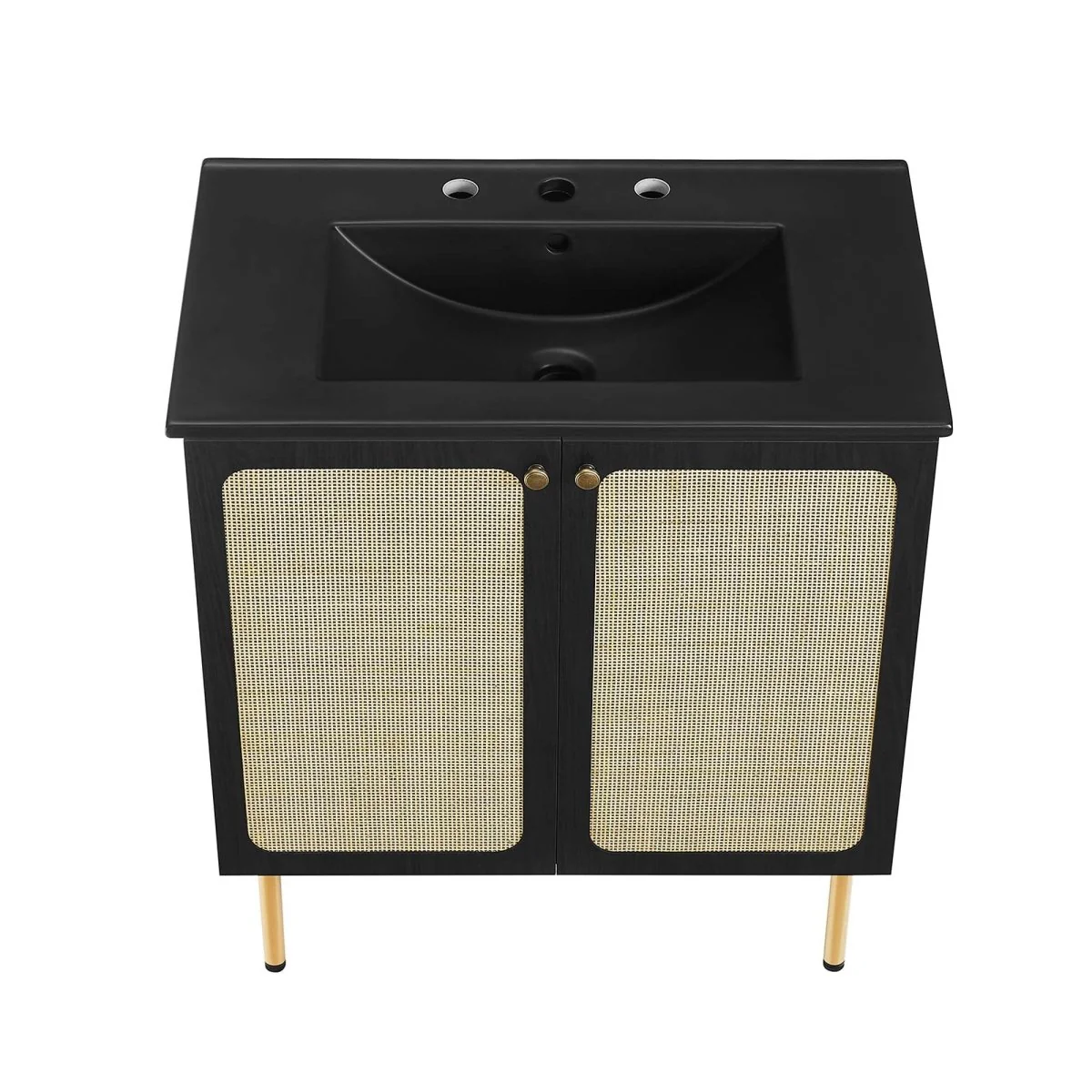 Freestanding Bathroom Vanity Cabinet with Rattan Weave Doors and Storage - Image 204