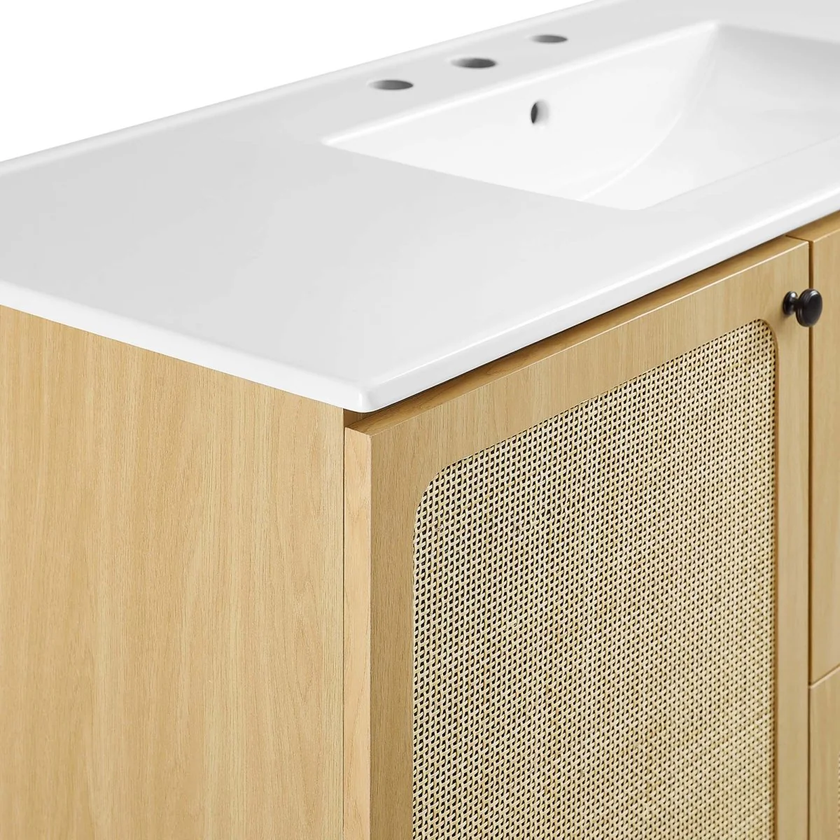 Freestanding Bathroom Vanity Cabinet with Rattan Weave Doors and Storage - Image 238