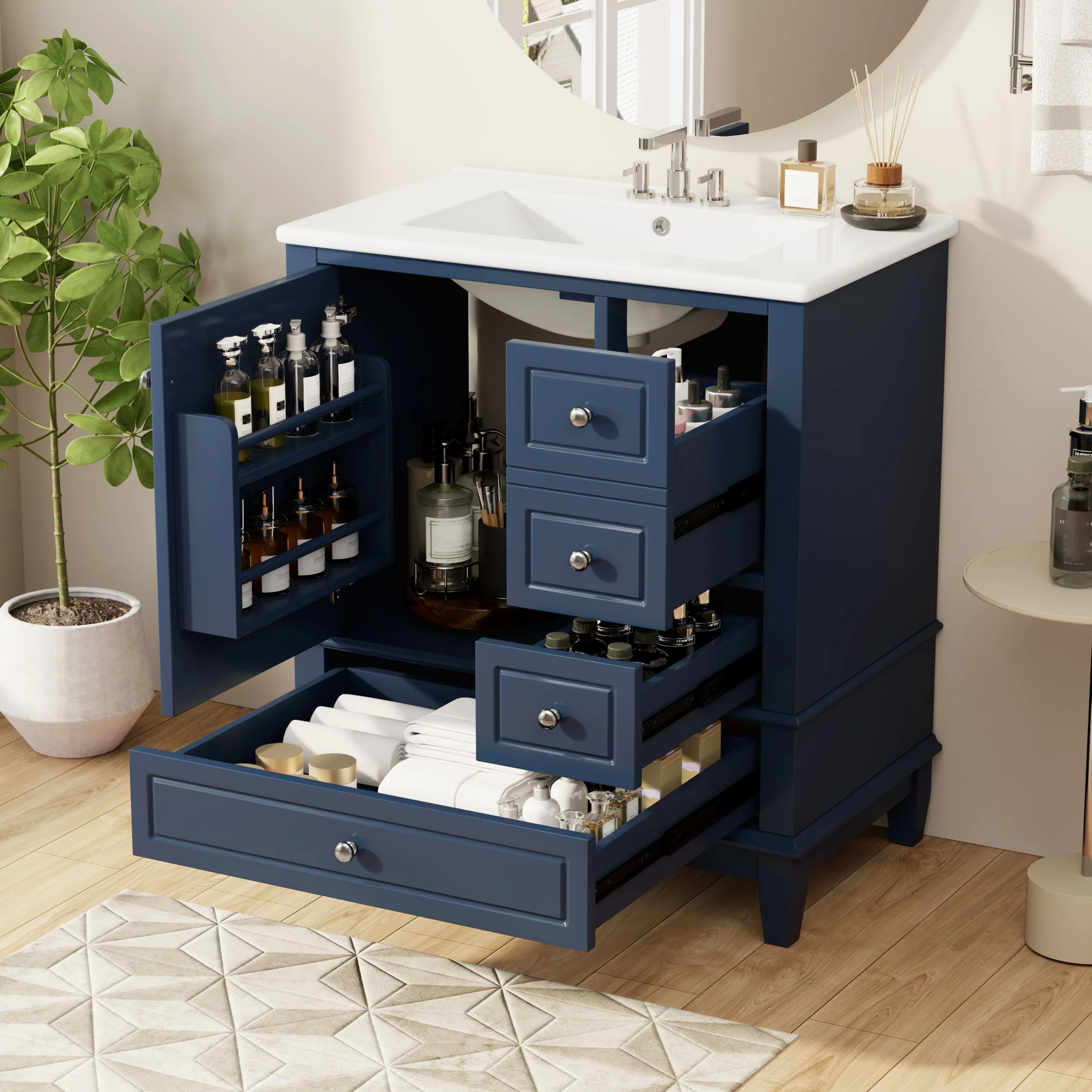 Freestanding Bathroom Vanity With Sink, Soft Close Door, 3 Drawers - Image 33
