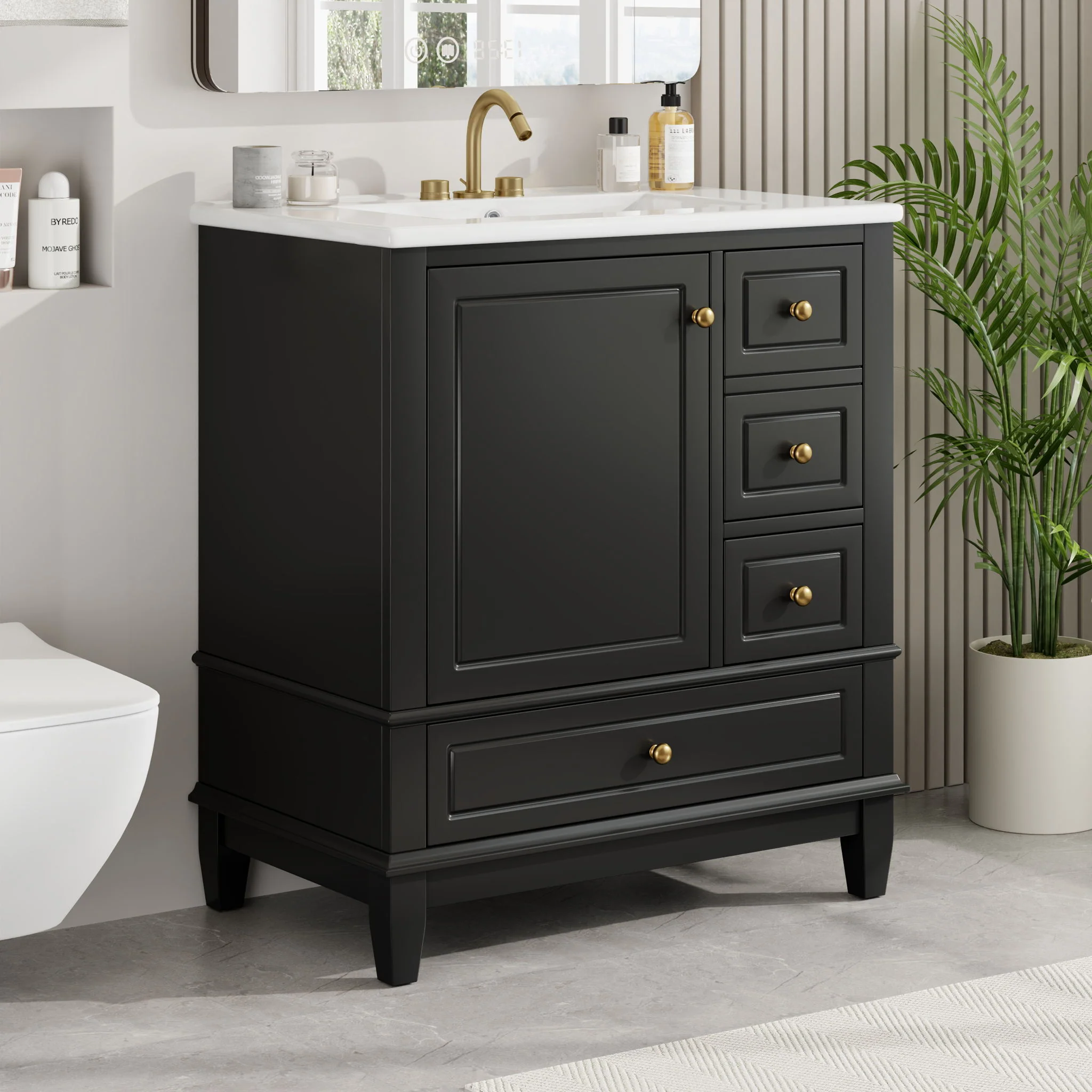 Freestanding Bathroom Vanity With Sink, Soft Close Door, 3 Drawers - Image 35