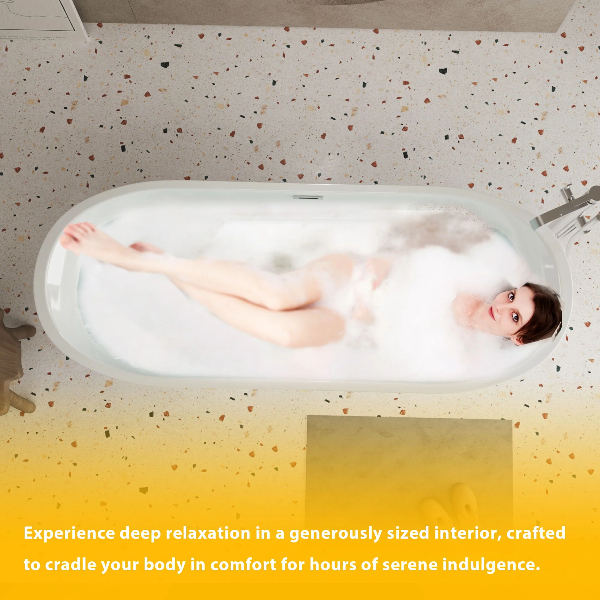 Freestanding Bathtub With Diamond Pattern Design - Image 18