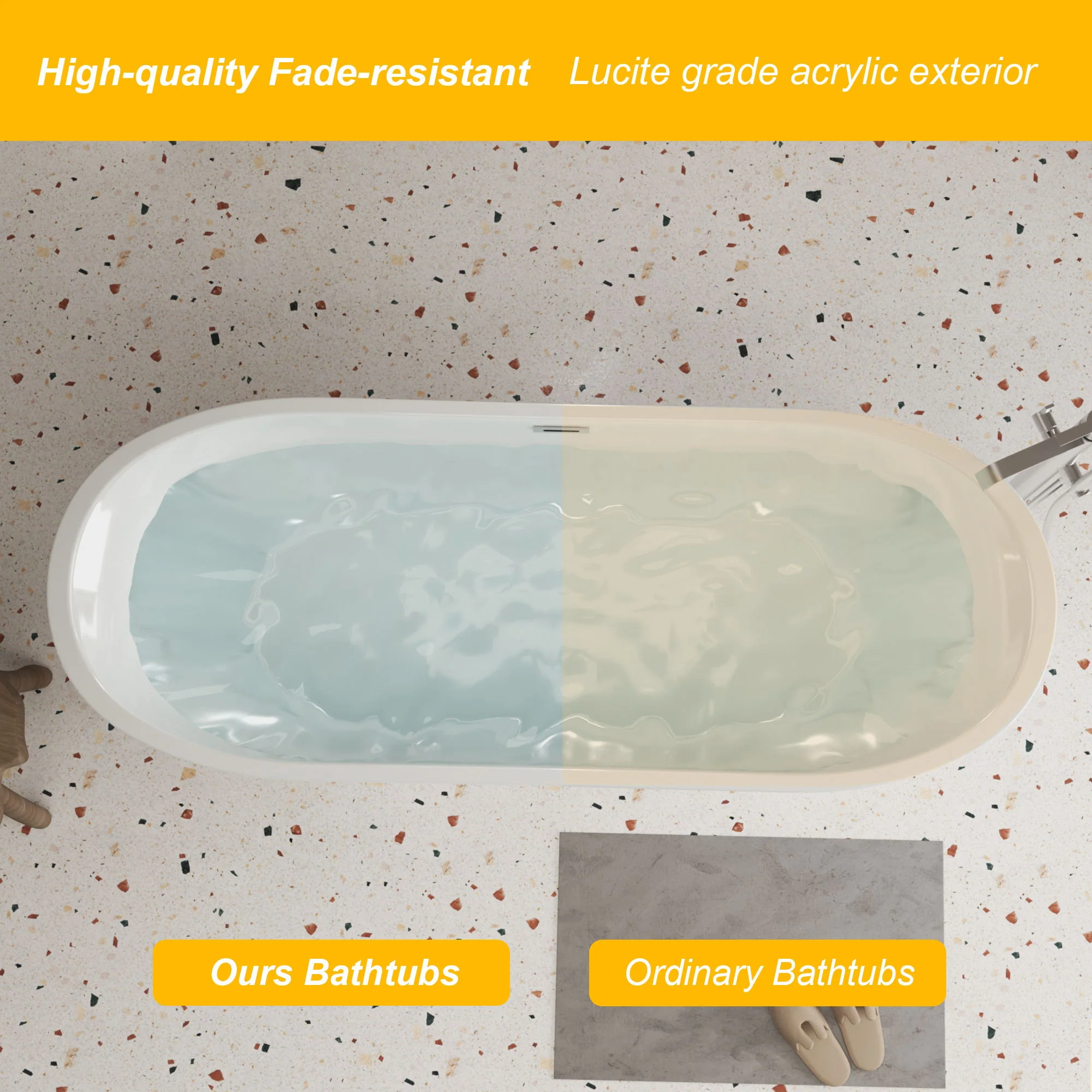 Freestanding Bathtub With Diamond Pattern Design - Image 3
