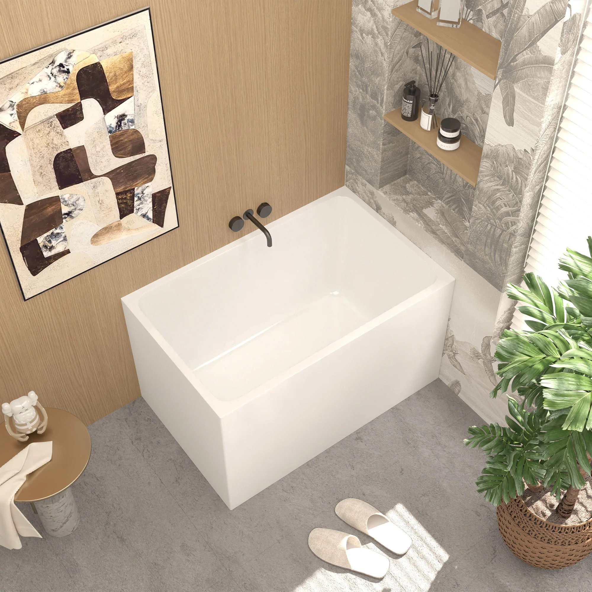 Freestanding Bathtub With Drain, Rectangular Shape - Image 7
