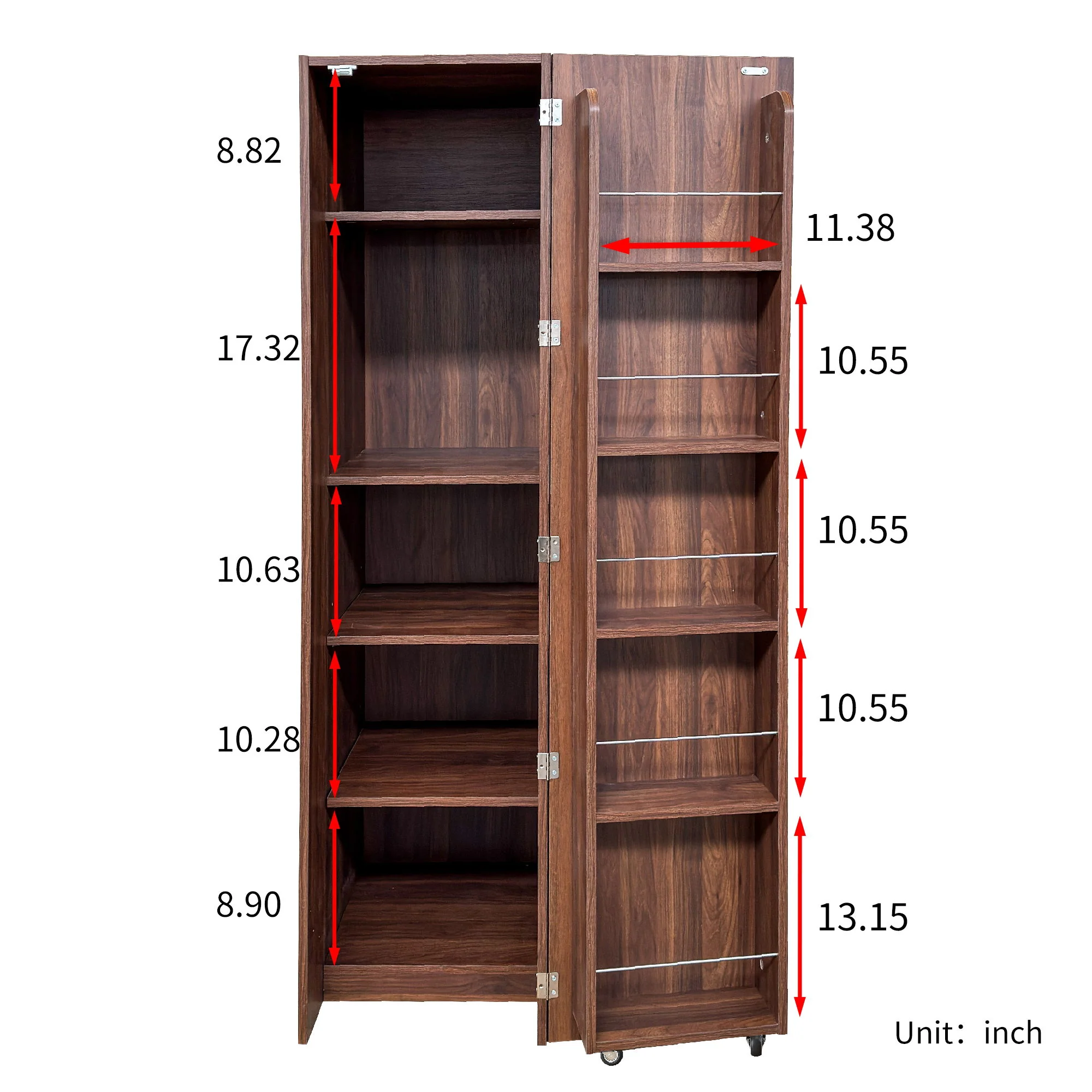 Freestanding Buffet Cupboards Sideboard With Doors & Shelves, Kitchen Pantry Storage Cabinet - Walnut - Image 6