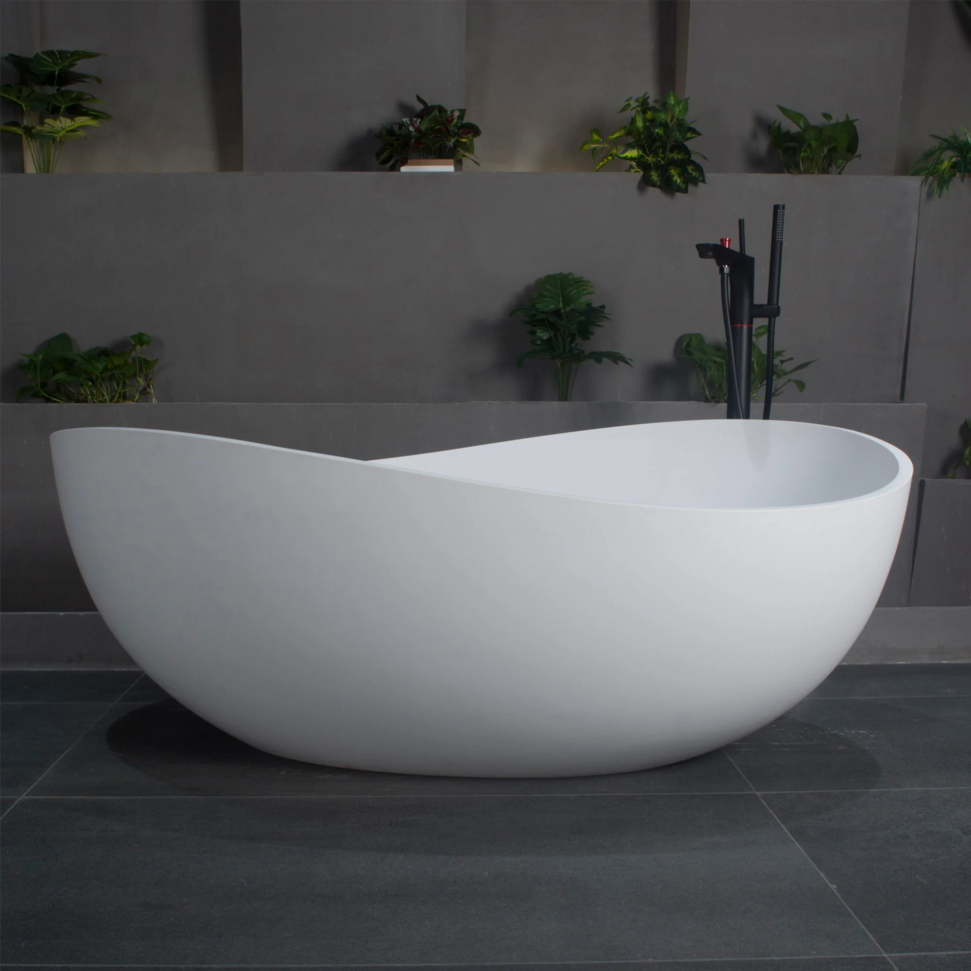 Freestanding Solid Surface Soaking Bathtub For Bathroom - Image 12