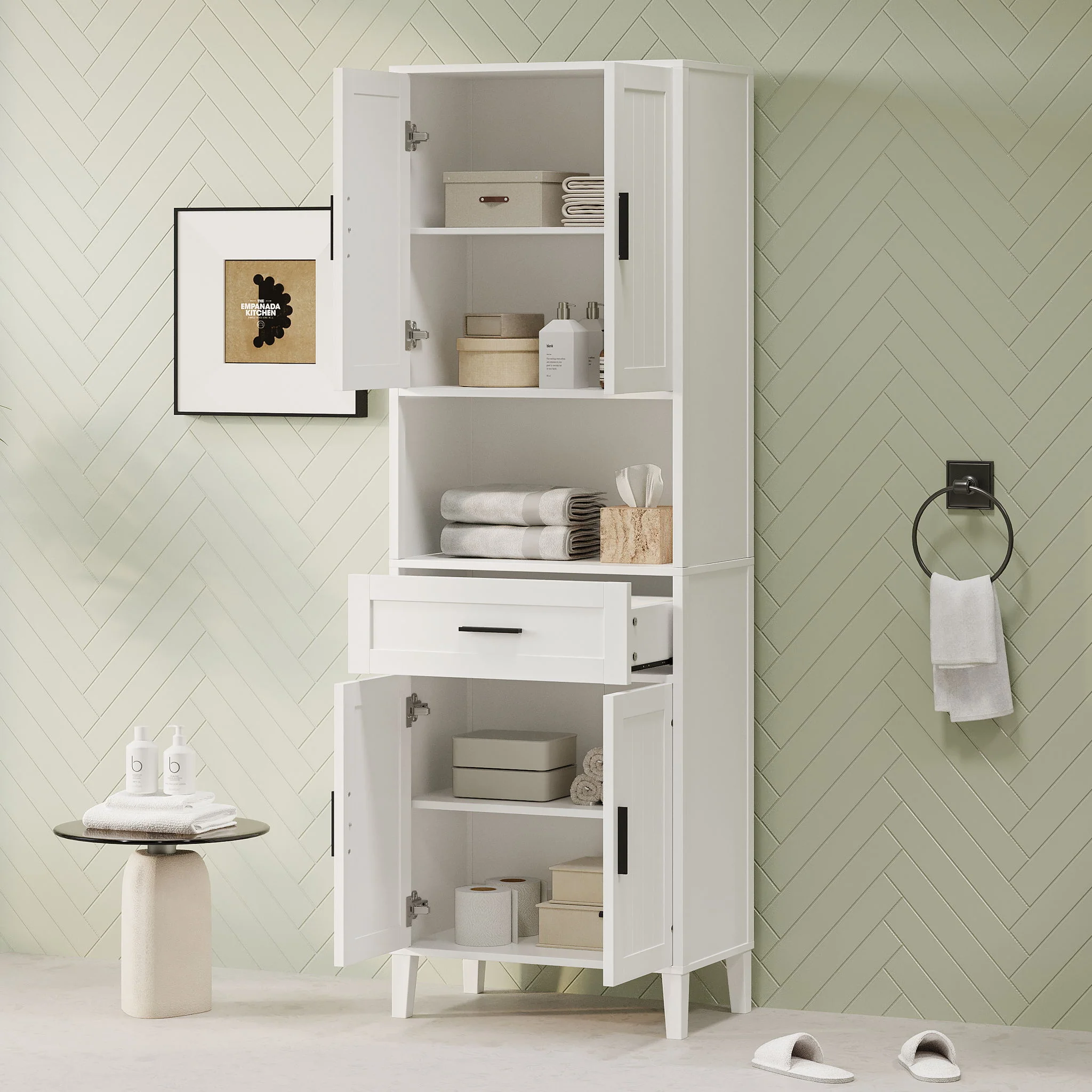 Freestanding Tall Bathroom Cabinet With Soft Close Doors And Adjustable Shelves - Image 18