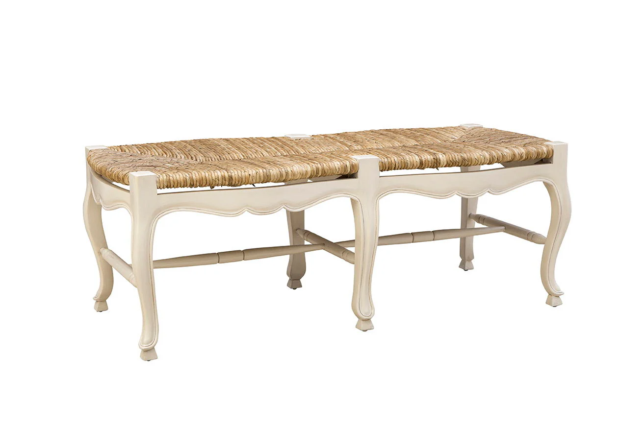 French - Backless Settee - White / Light Brown