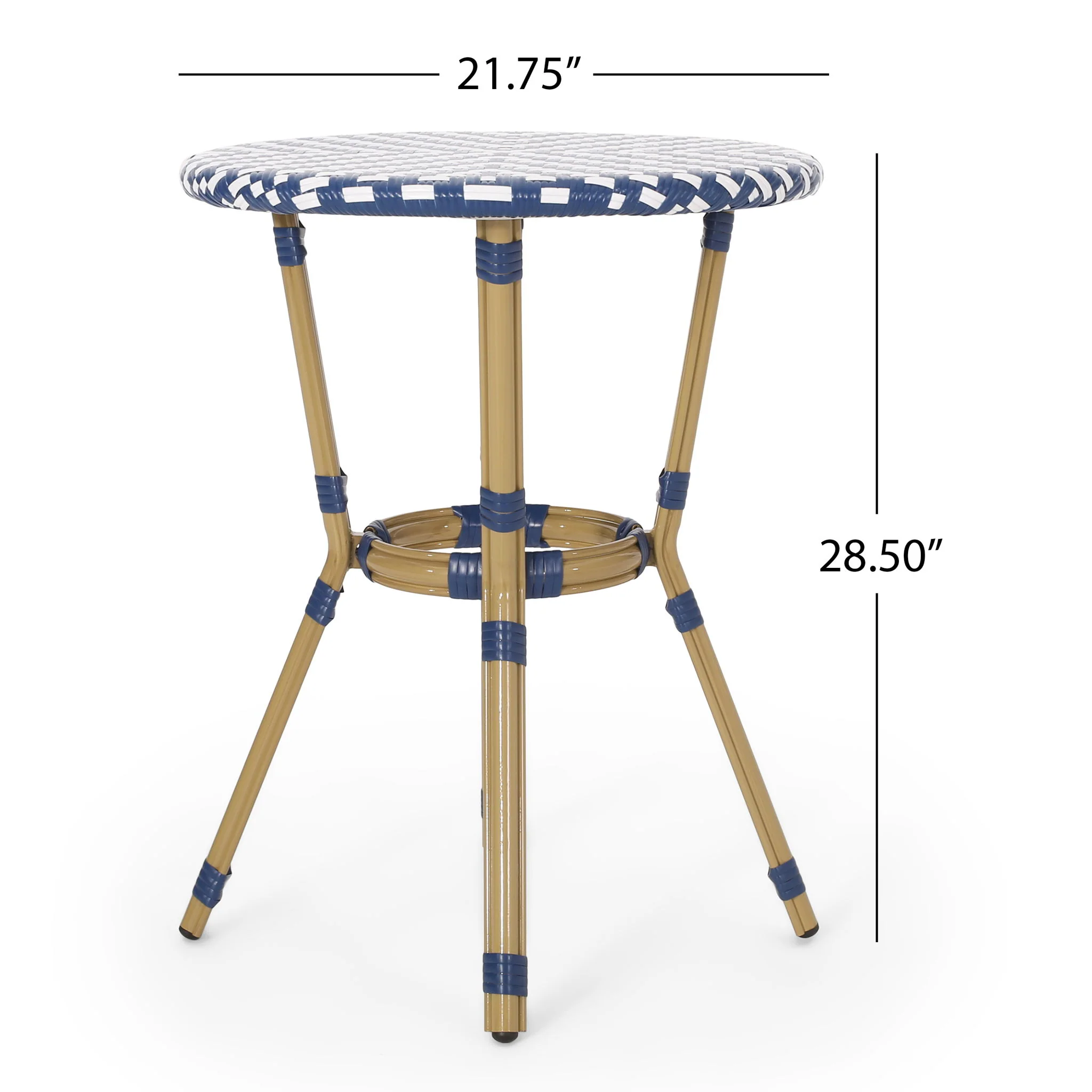 French Bistro Table Outdoor Elegance - White / Blue - Image 4