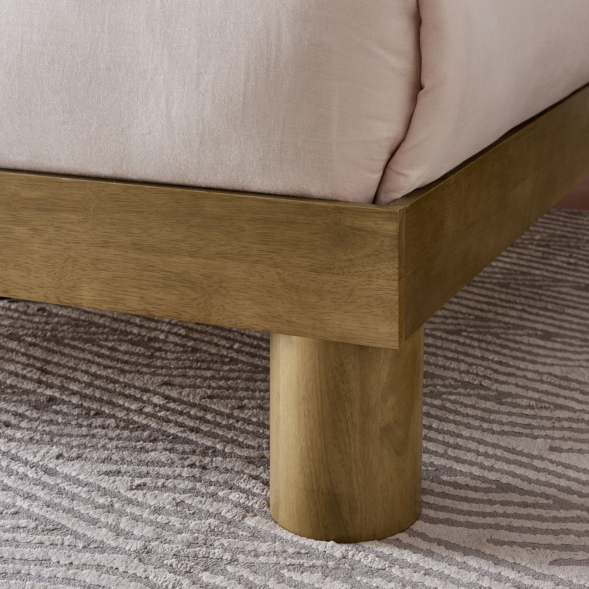 French Oak Minimalist Wood Platform Bed Frame - Image 10