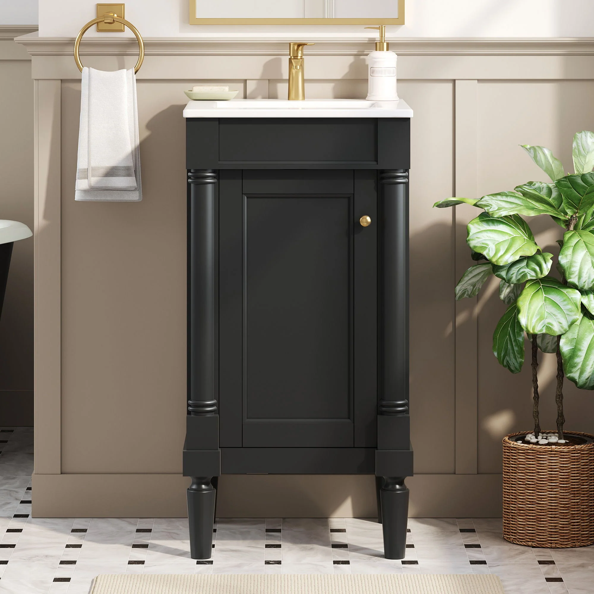 French Style Bathroom Cabinet With Sink, Adjustable Shelf - Image 6