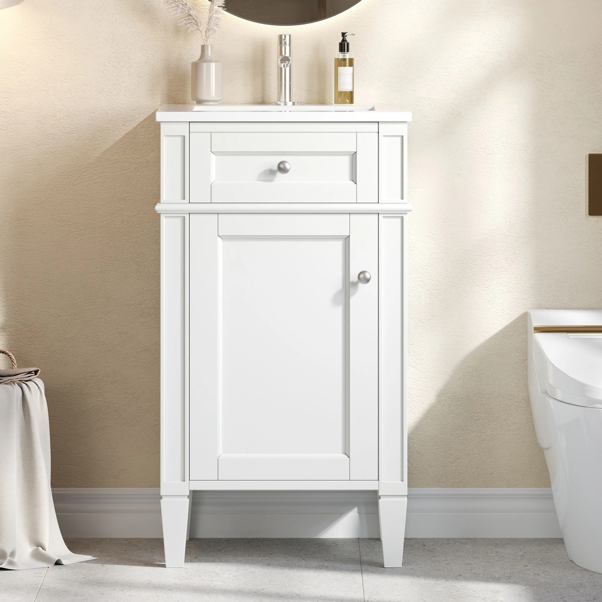 French Style Bathroom Vanity With Sink, Soft-Closing Door, Adjustable Shelf, Rectangular Design - Image 19