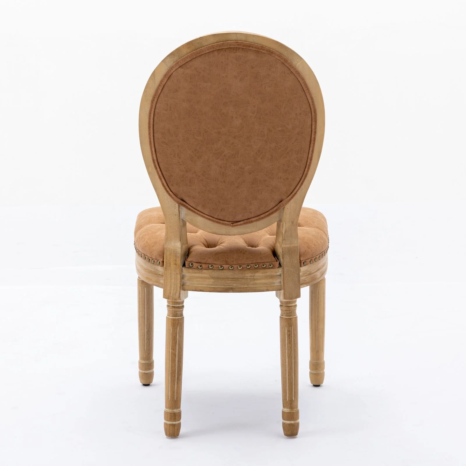 French Style Solid Wood Frame Antique Painting, Hand-Pulled Buckle Decoration Artificial Dining Chair With Nailhead Trim, Wood Legs - Image 6