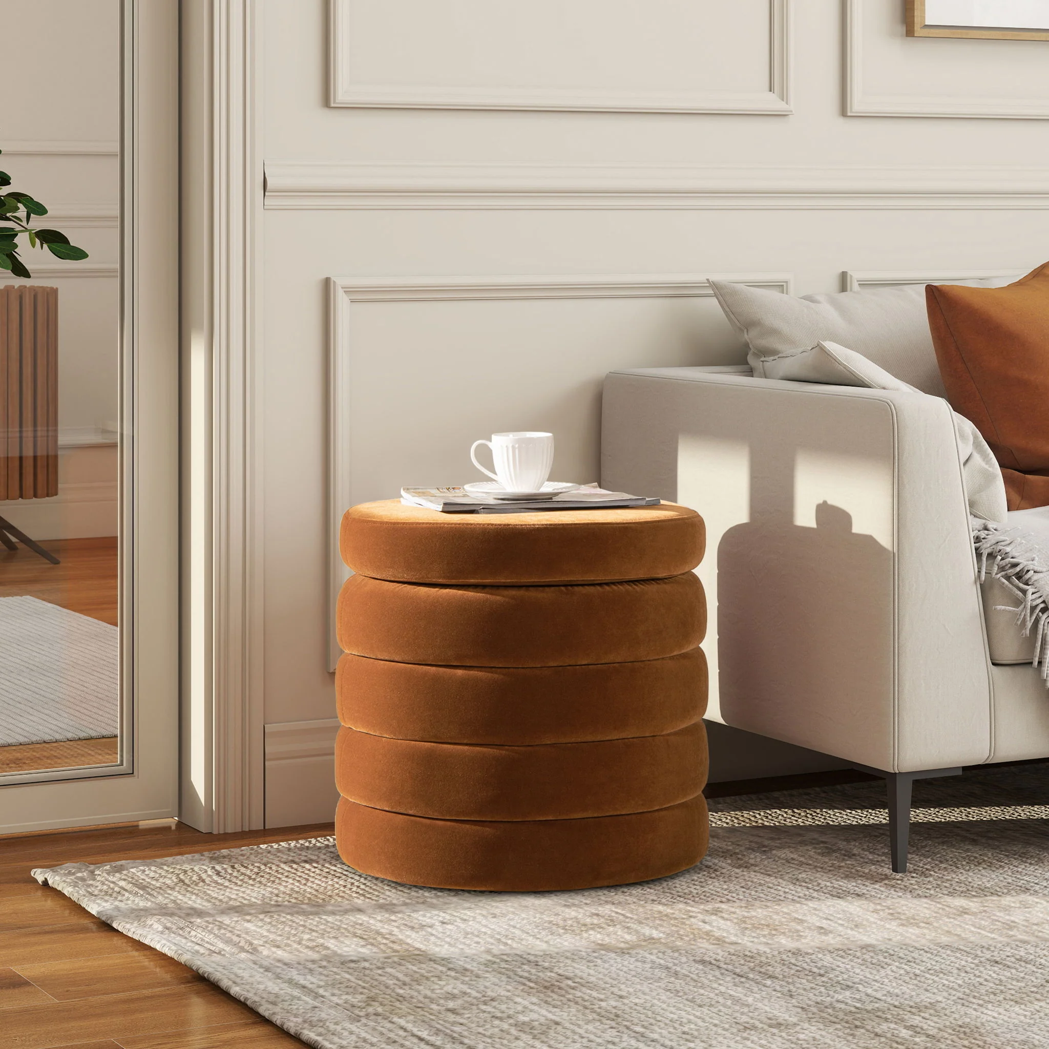 Fuji - Oversized Round Storage Ottoman - Image 5