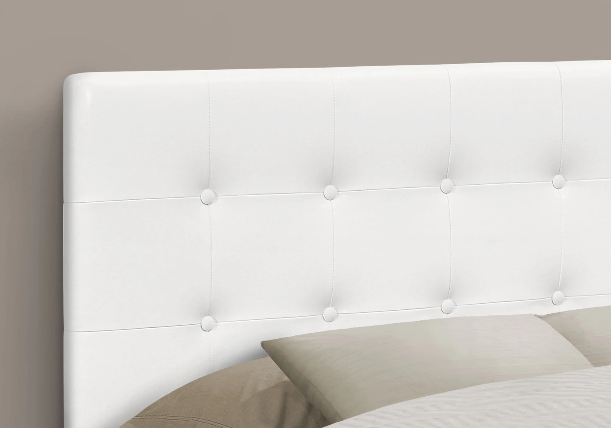 Full Size Headboard Only Upholstered Leather Look - White - Image 5