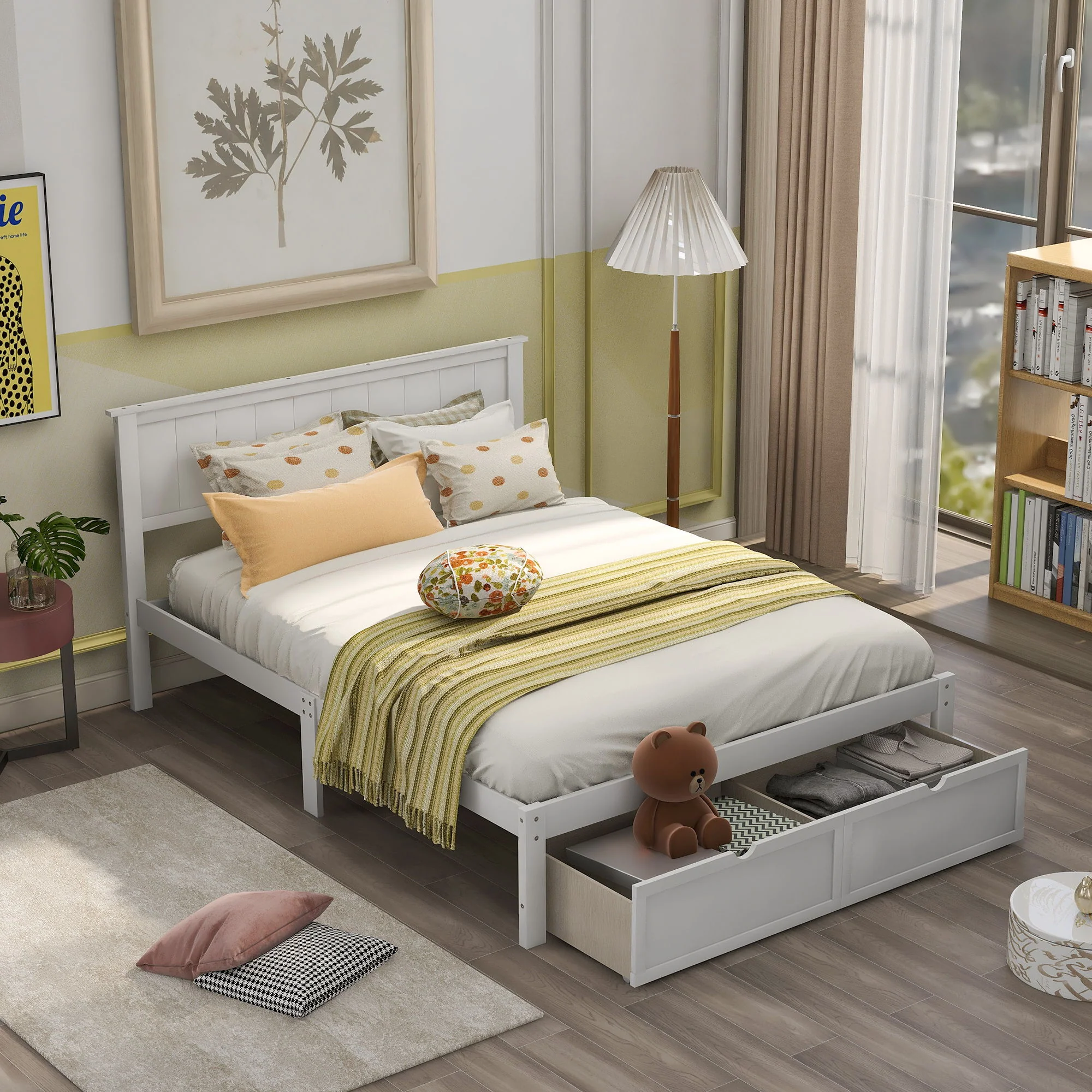 Full Size Platform Bed With Under Bed Drawers - White - Image 7