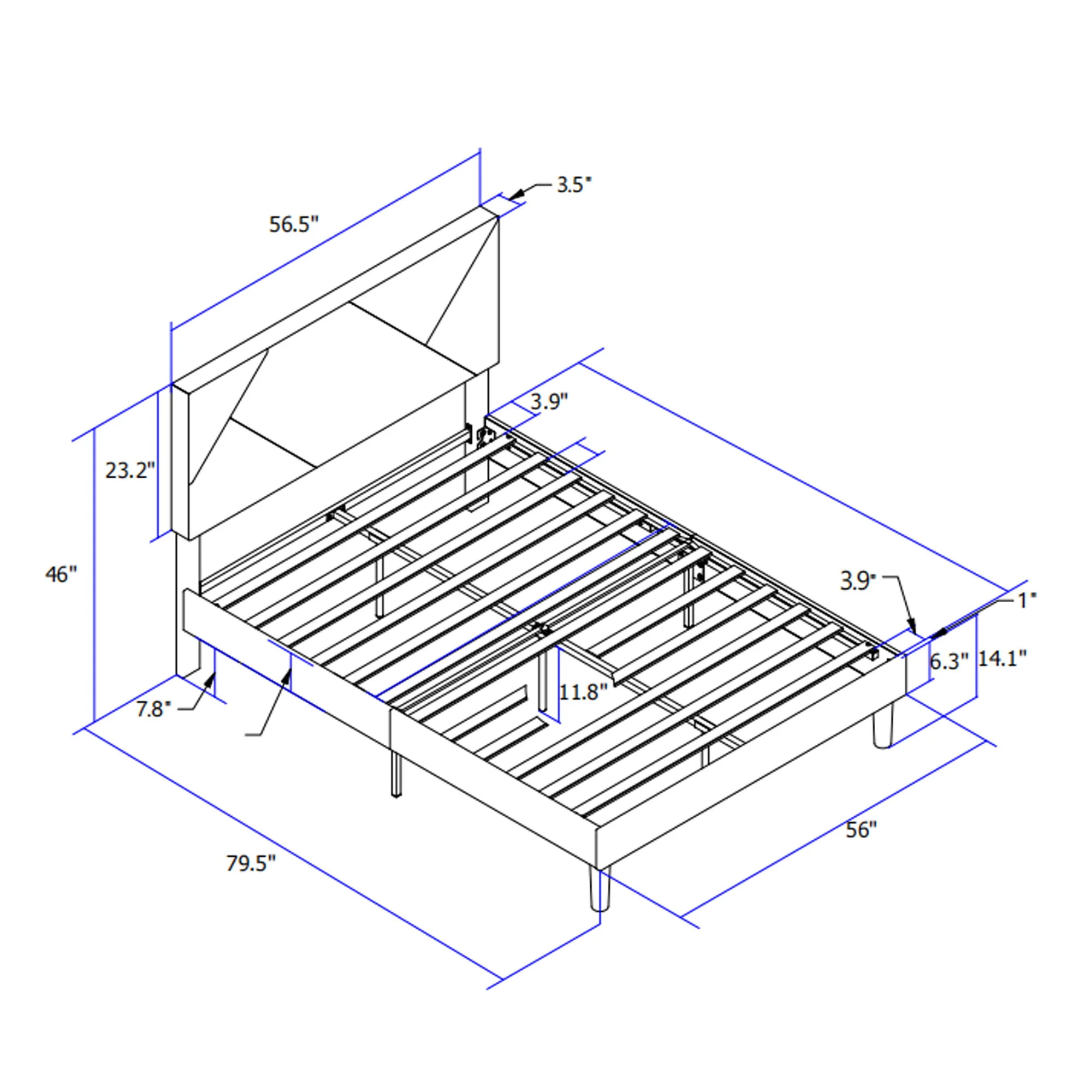 Full Size Upholstered Platform Bed Frame With Headboard, Strong Wood Slat Support, Mattress Foundation, No Box Spring Needed - Gray - Image 9