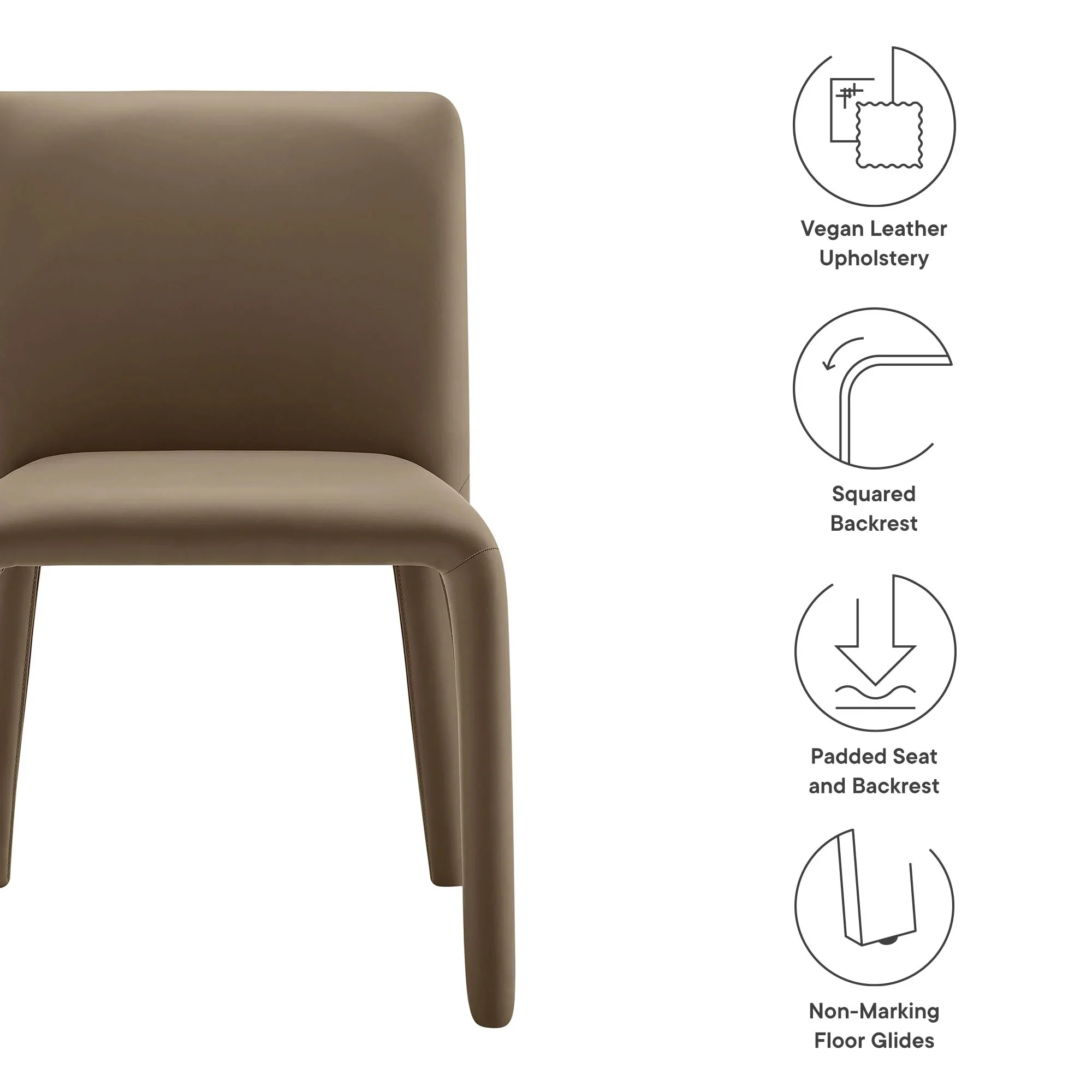 Fully Upholstered Vegan Leather Dining Side Chair with Square Back - Image 25