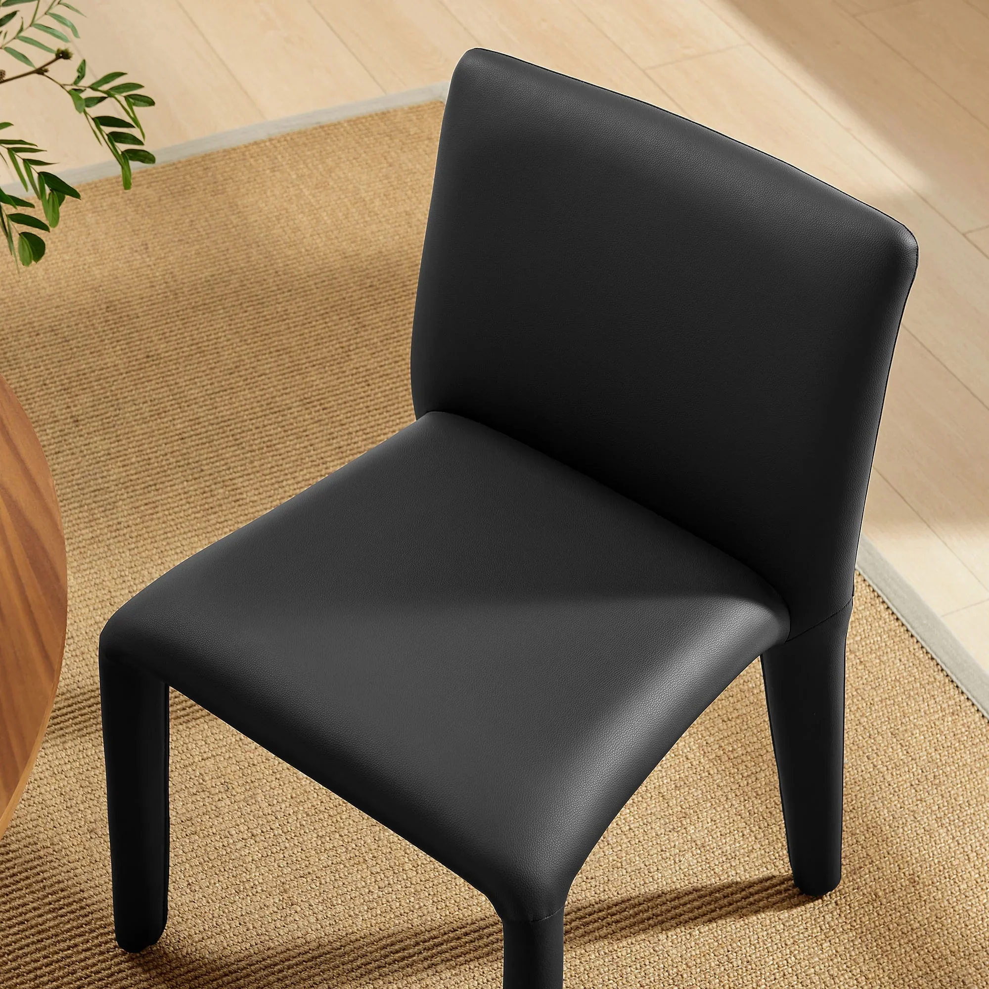 Fully Upholstered Vegan Leather Dining Side Chair with Square Back - Image 33