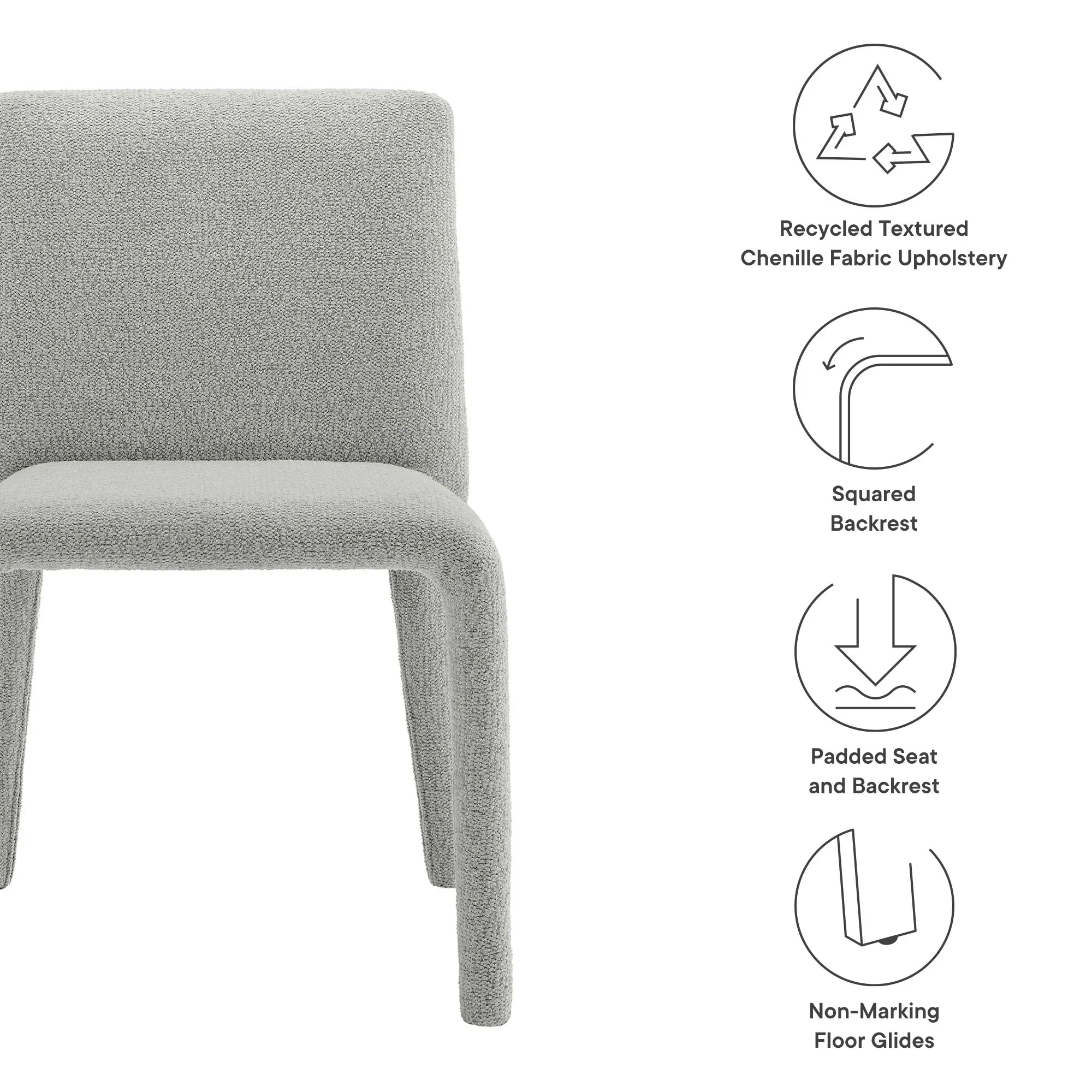 Fully Upholstered Vegan Leather Dining Side Chair with Square Back - Image 6
