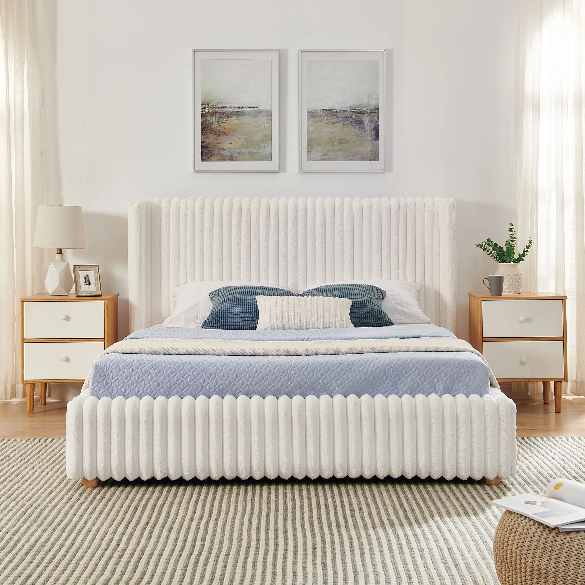 Functional Vertical Striped Bed With Gas Lift Storage - Image 8